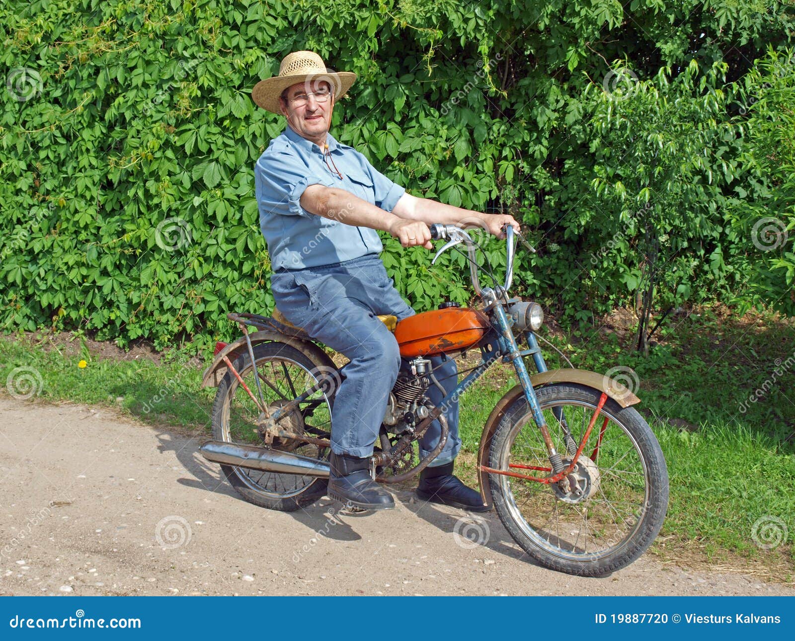 Farmer on moped 2 stock photo. Image of retro, moped 19887720