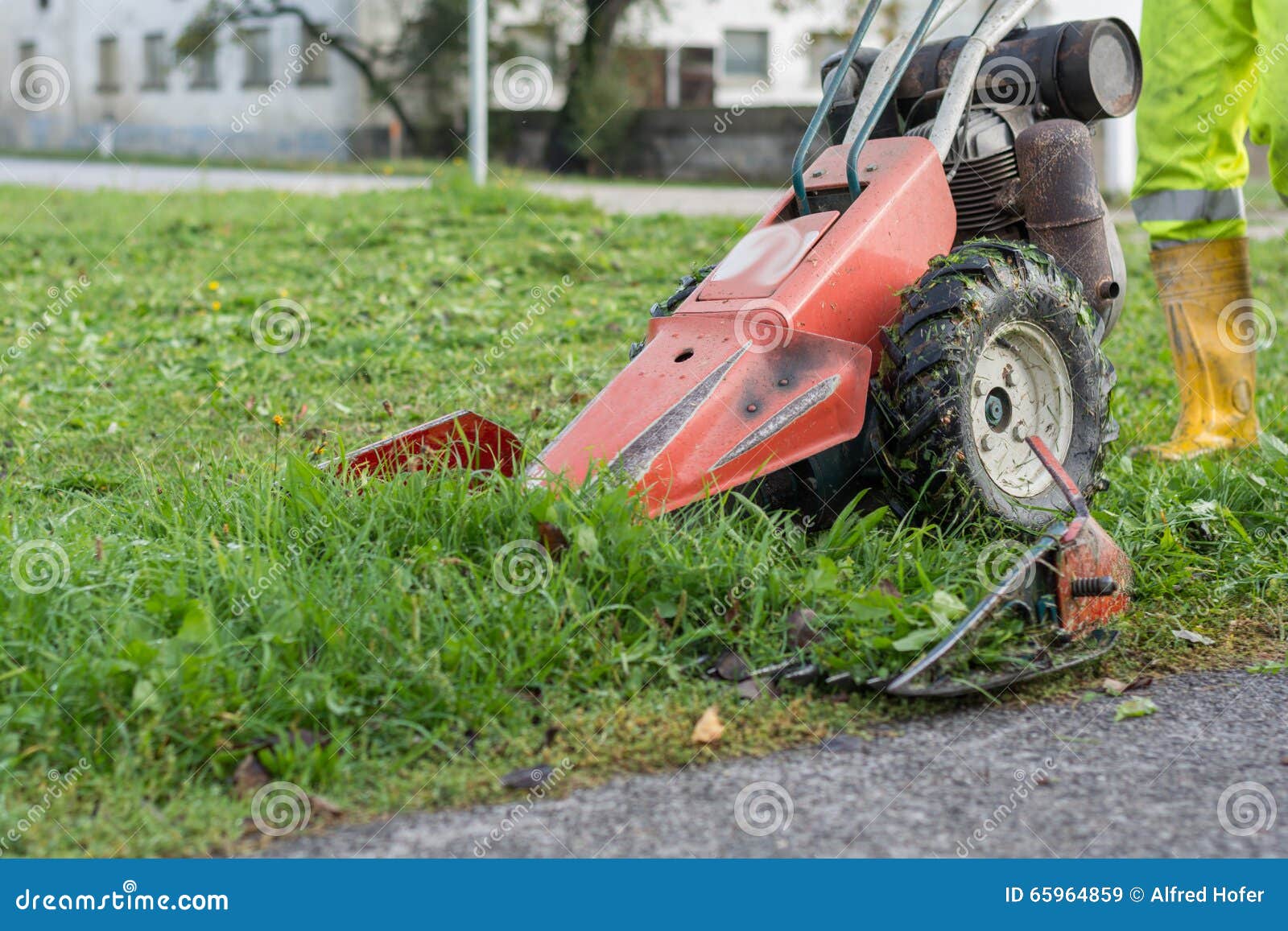 Farmer Mowing with Mower Grass Stock Image Image of grass, mowing