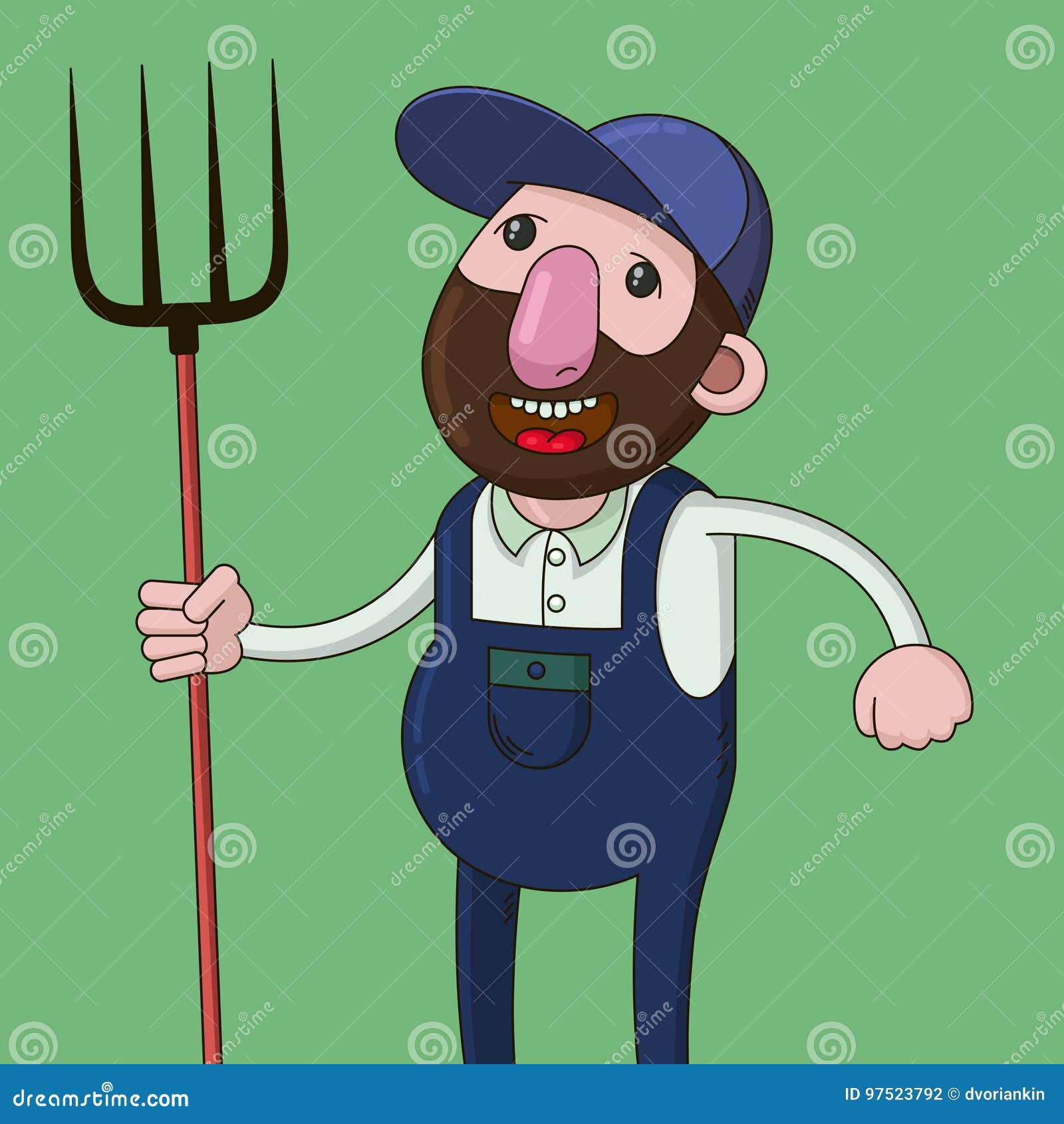 Farmer with pitchfork stock vector. Illustration of agriculture - 97523792