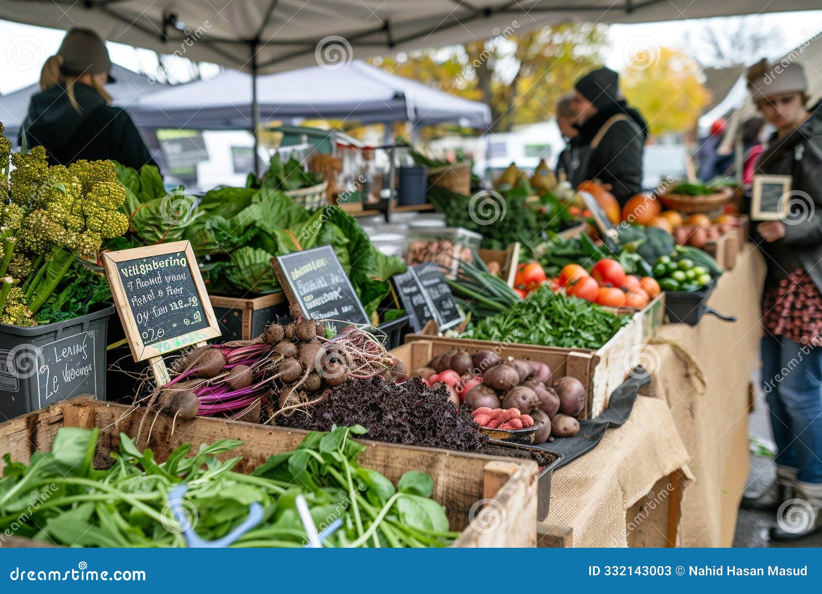 a farmers market stall filled with organic produce including root vegetables leafy greens and seasonal fruits bustling