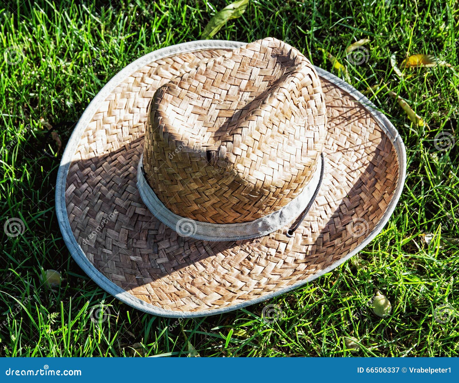 Farmer S Yellow Straw Hat in the Grass Stock Image - Image of life ...