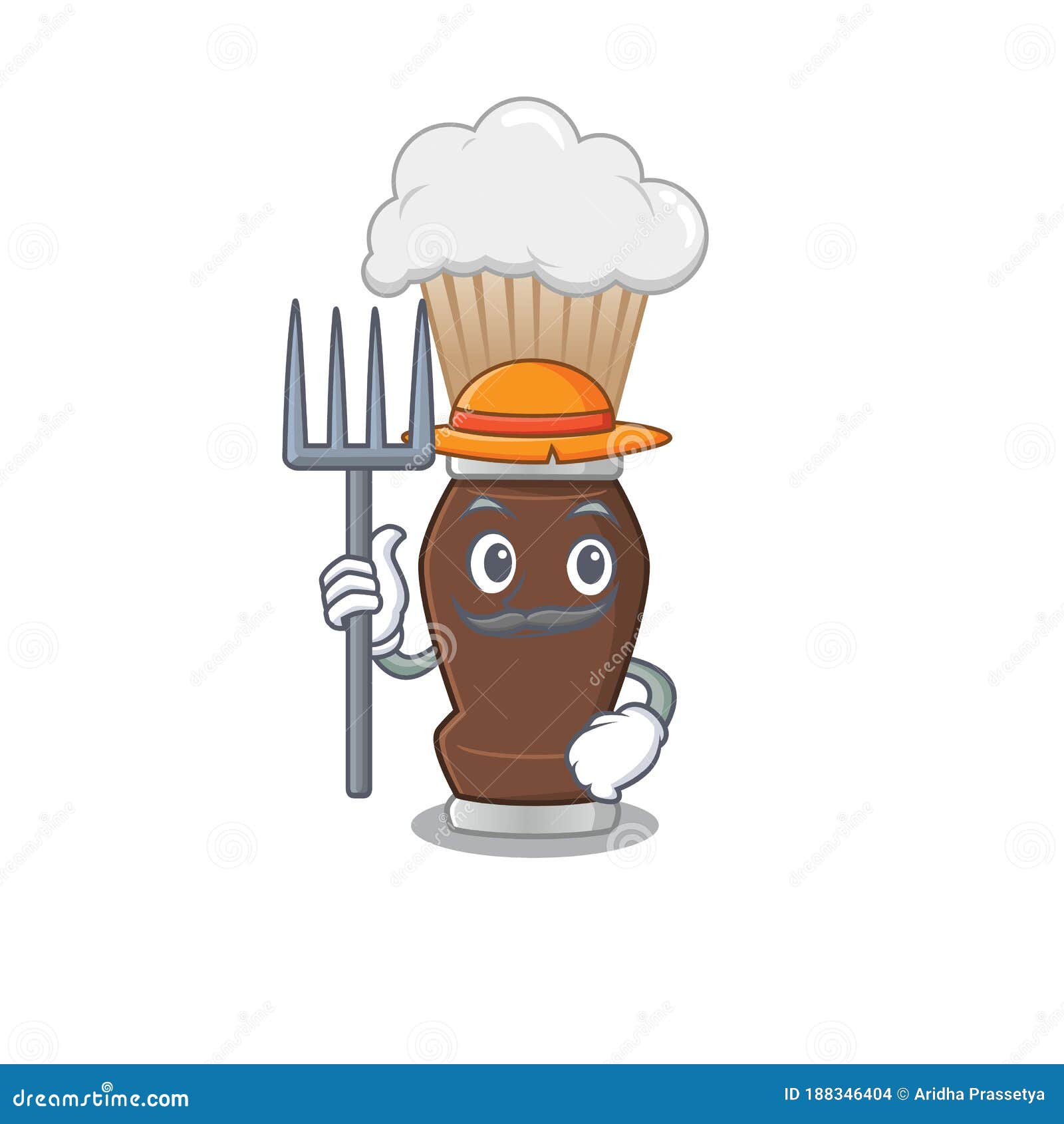 Farmer Shaving Brush Mascot Design Working with a Hat Stock Vector