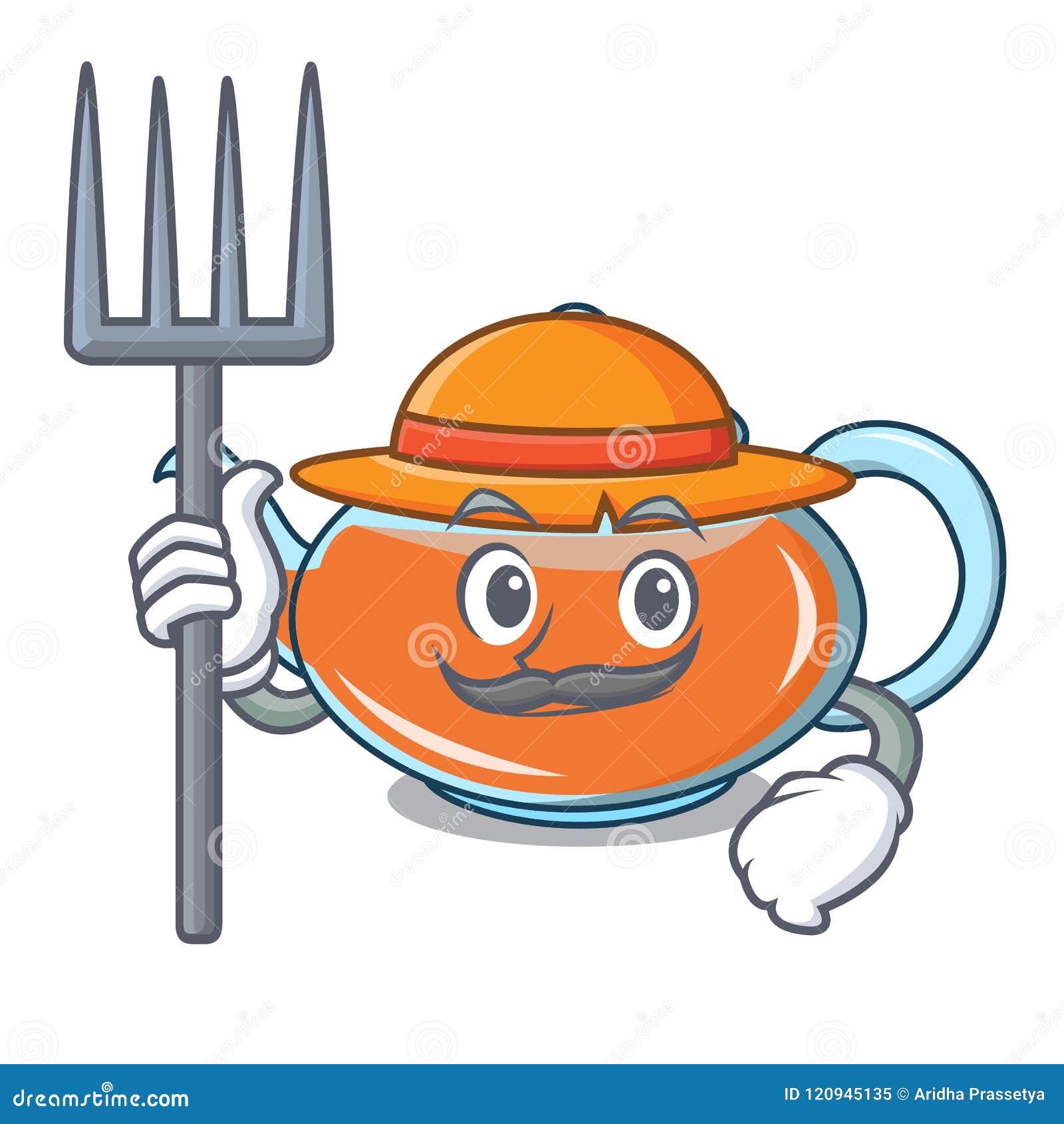 Farmer Transparent Teapot Character Cartoon Stock Vector - Illustration