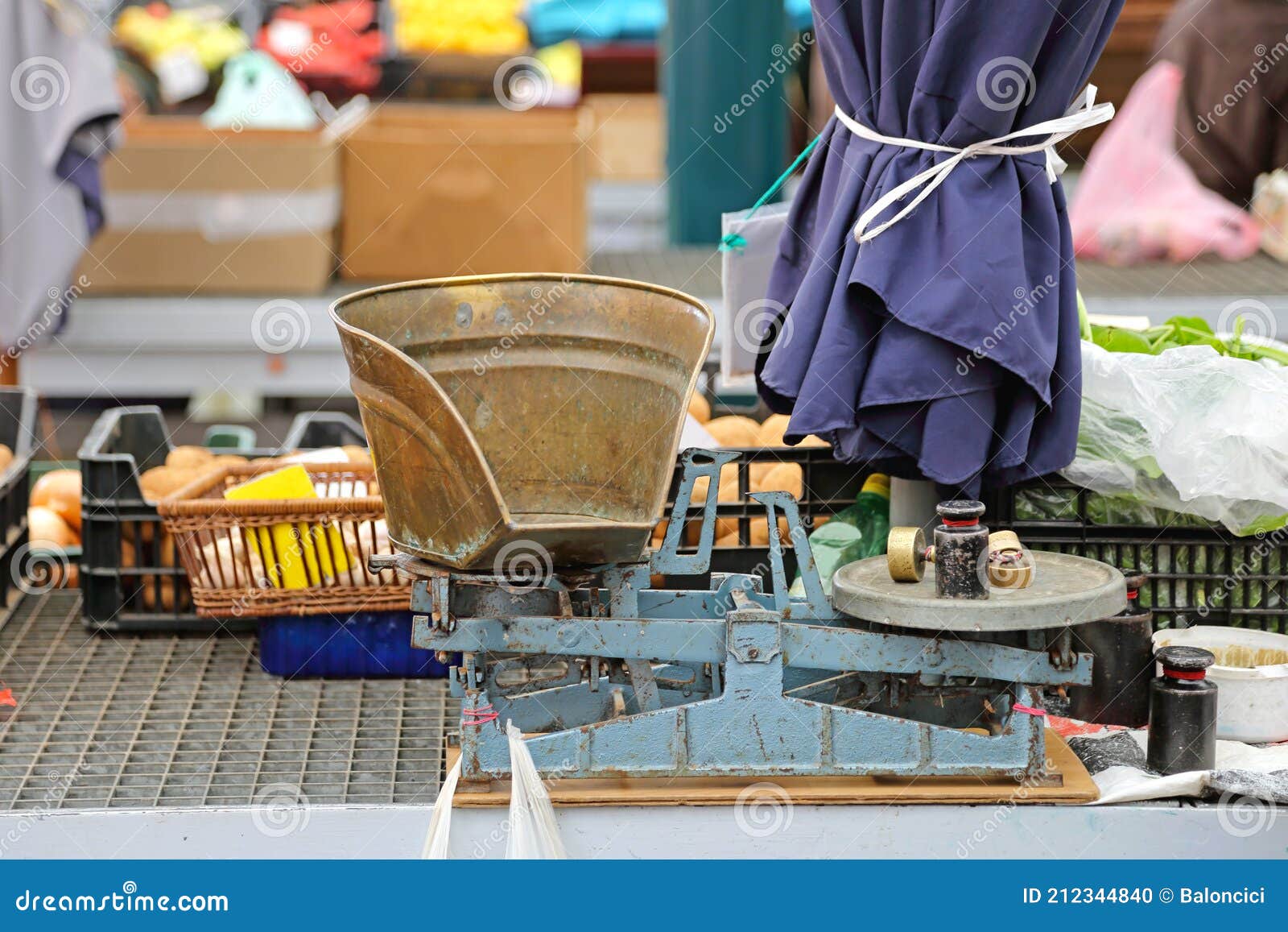 Farmers Market Scales stock photo. Image of bucket, brass 212344840