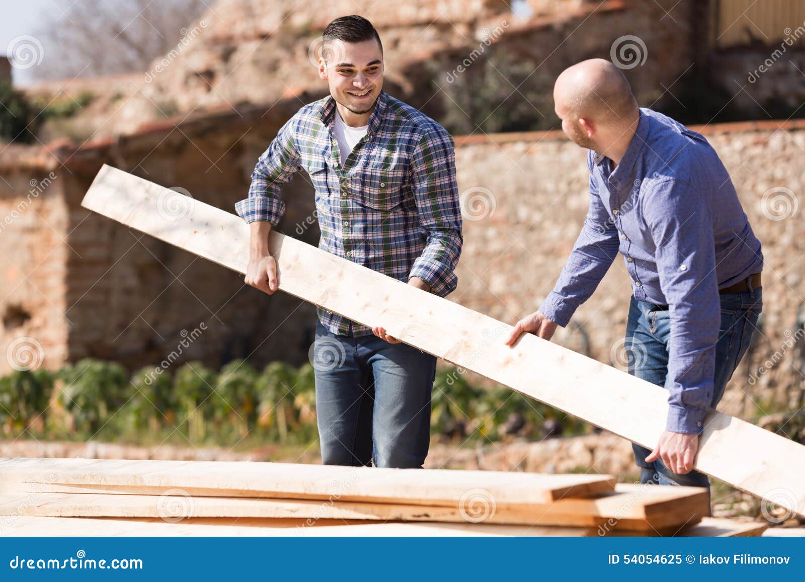 Farmers Working with Construction Materials Stock Image Image of