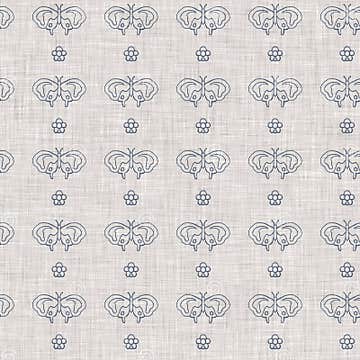 Farmhouse Blue Butterfly Linen Seamless Pattern. Tonal French Country ...