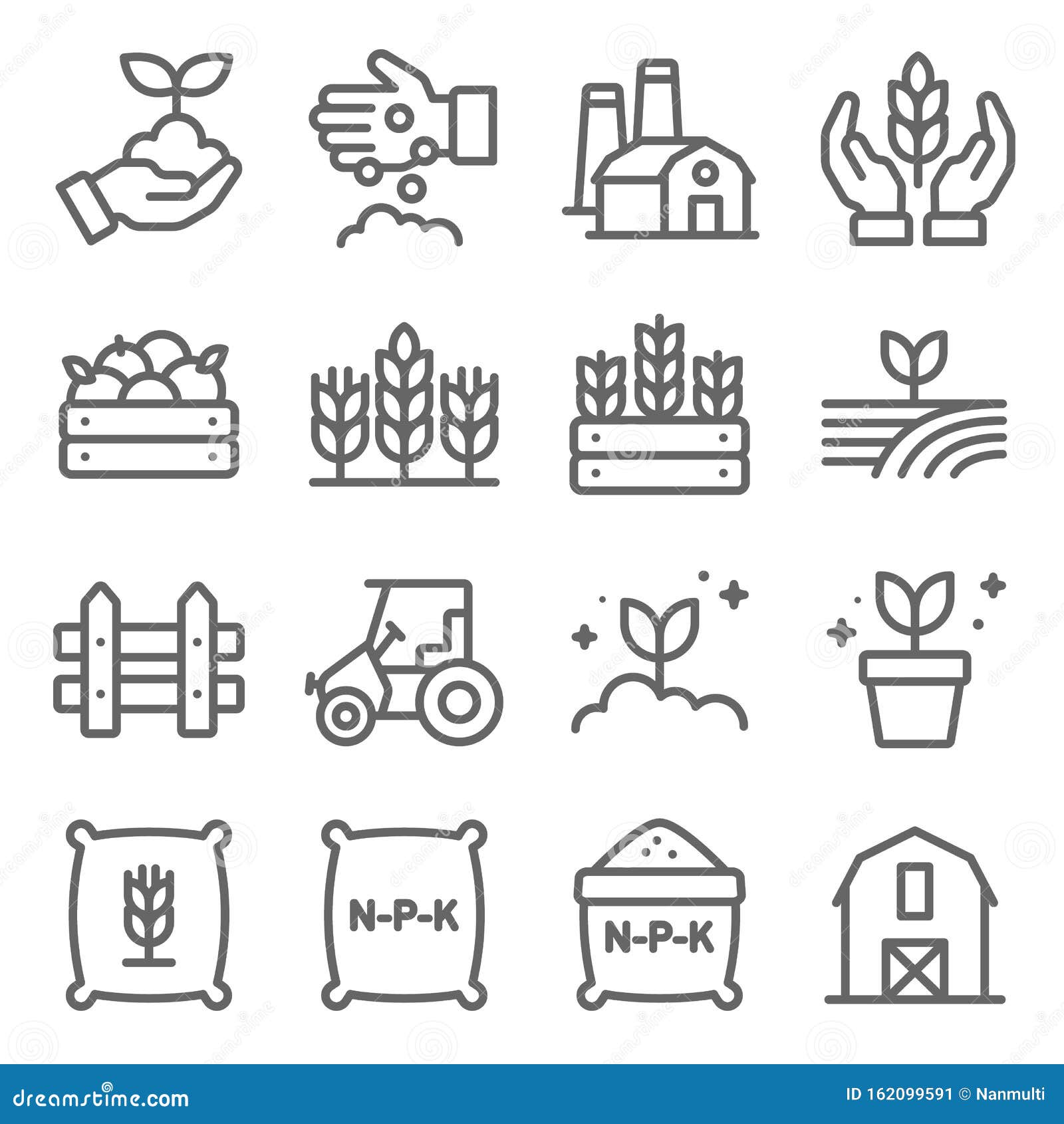 farming icons set  . contains such icon as agriculture, planting, fertilizer, fence and more. expanded stroke