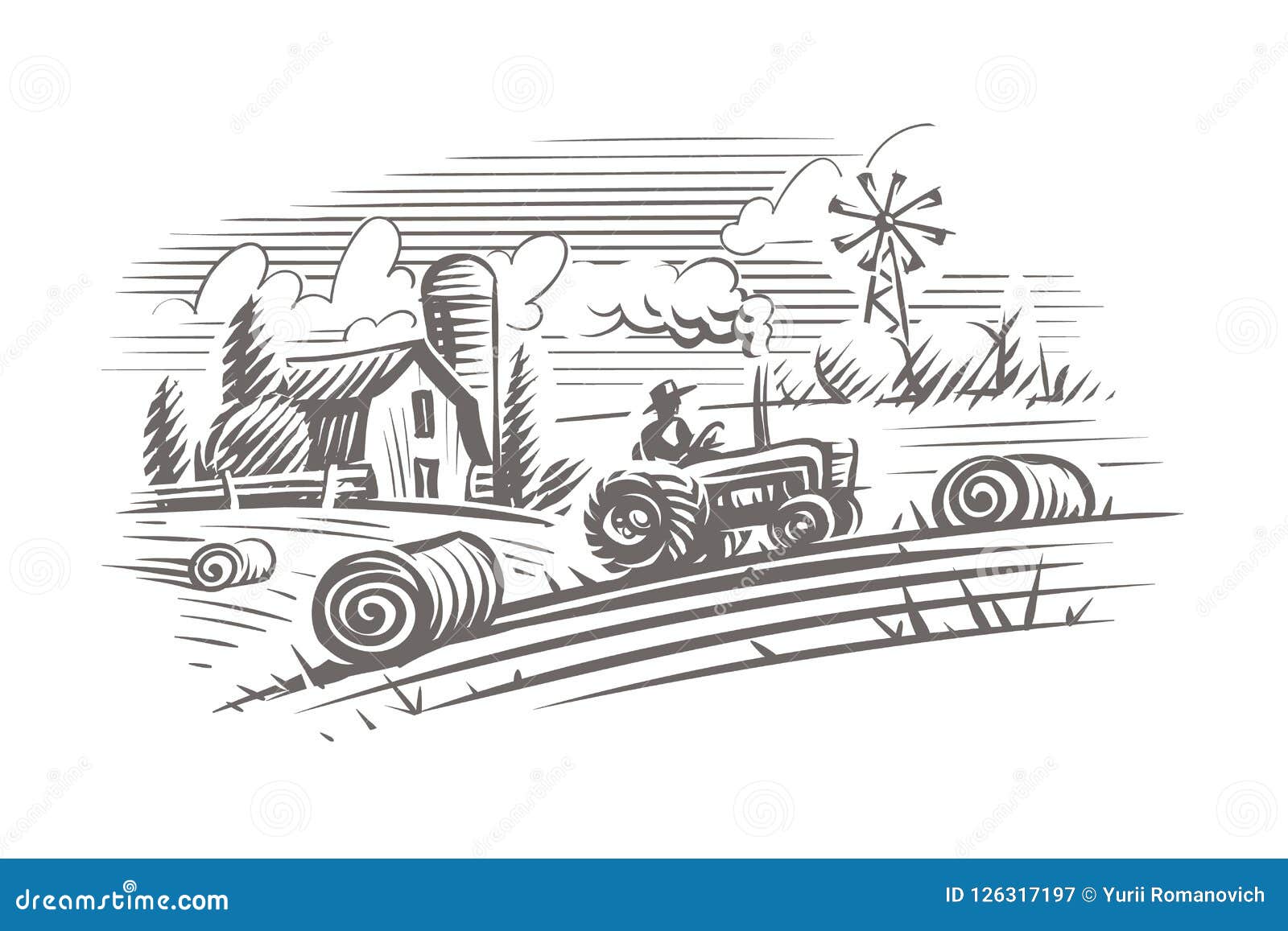 farming landscape engraving style . , , layered.