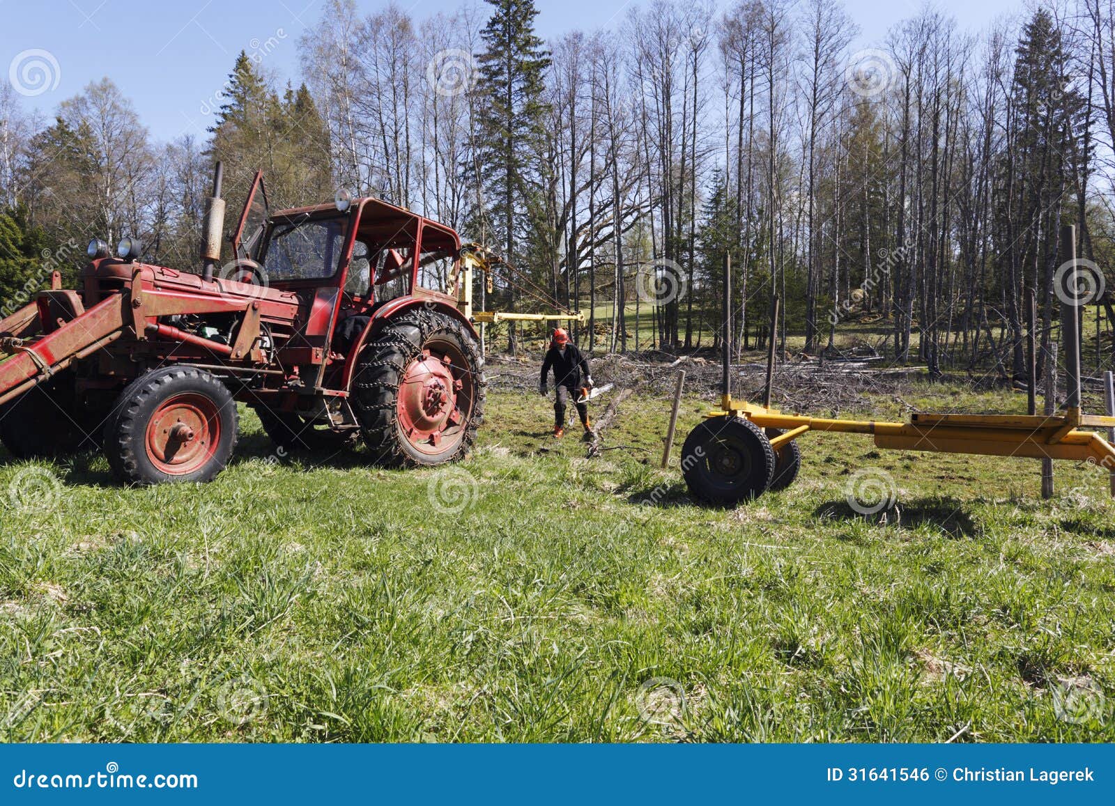 Farming Tracor and Lumber Works Stock Photo Image of scenery