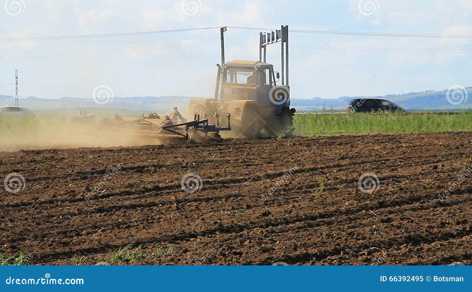 Farming. the Tractor Plows the Land. Stock Video Video of harrows