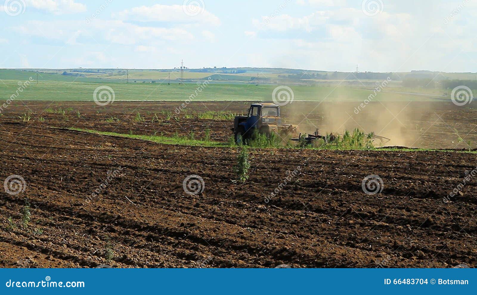 Farming. the Tractor Plows the Land. Stock Footage Video of harrows