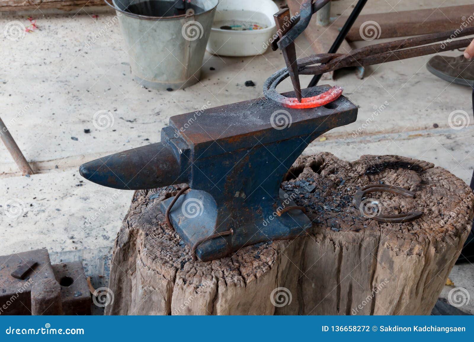 Farrier making horseshoe stock photo. Image of mechanic 136658272