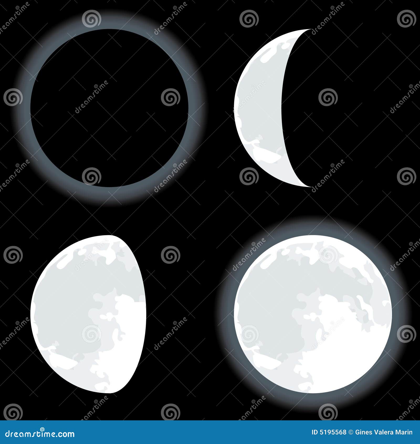Fases lunares ilustración del vector. Ilustración de luna - 5195568