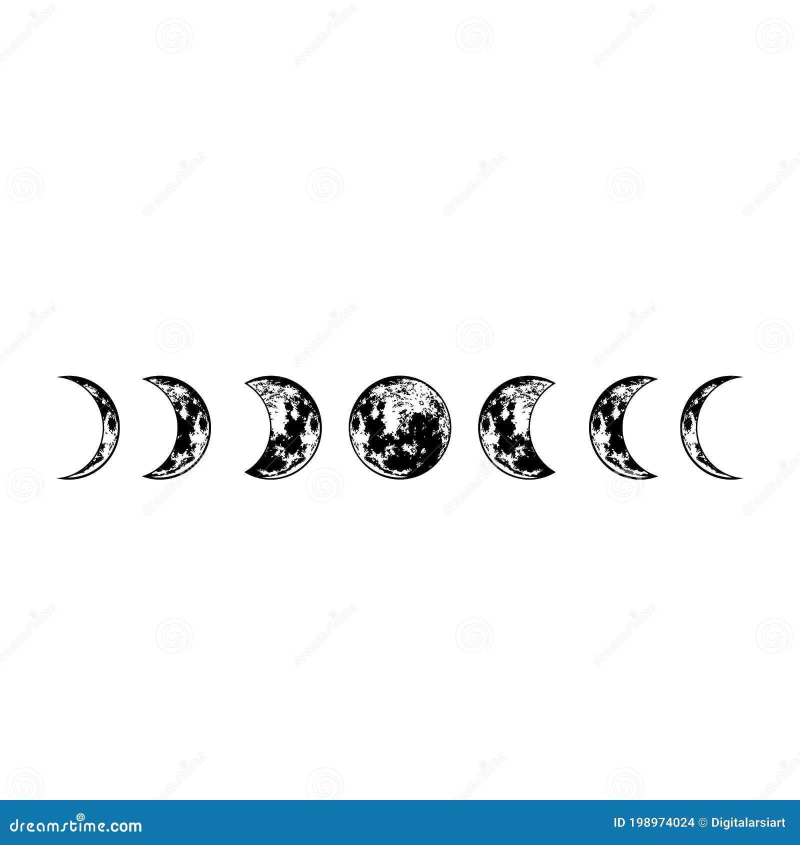 Fases Lunares. Superficie De Luna Vectorial. Silueta Cósmica Aislada.  Ilustración del Vector - Ilustración de icono, silueta: 198974024