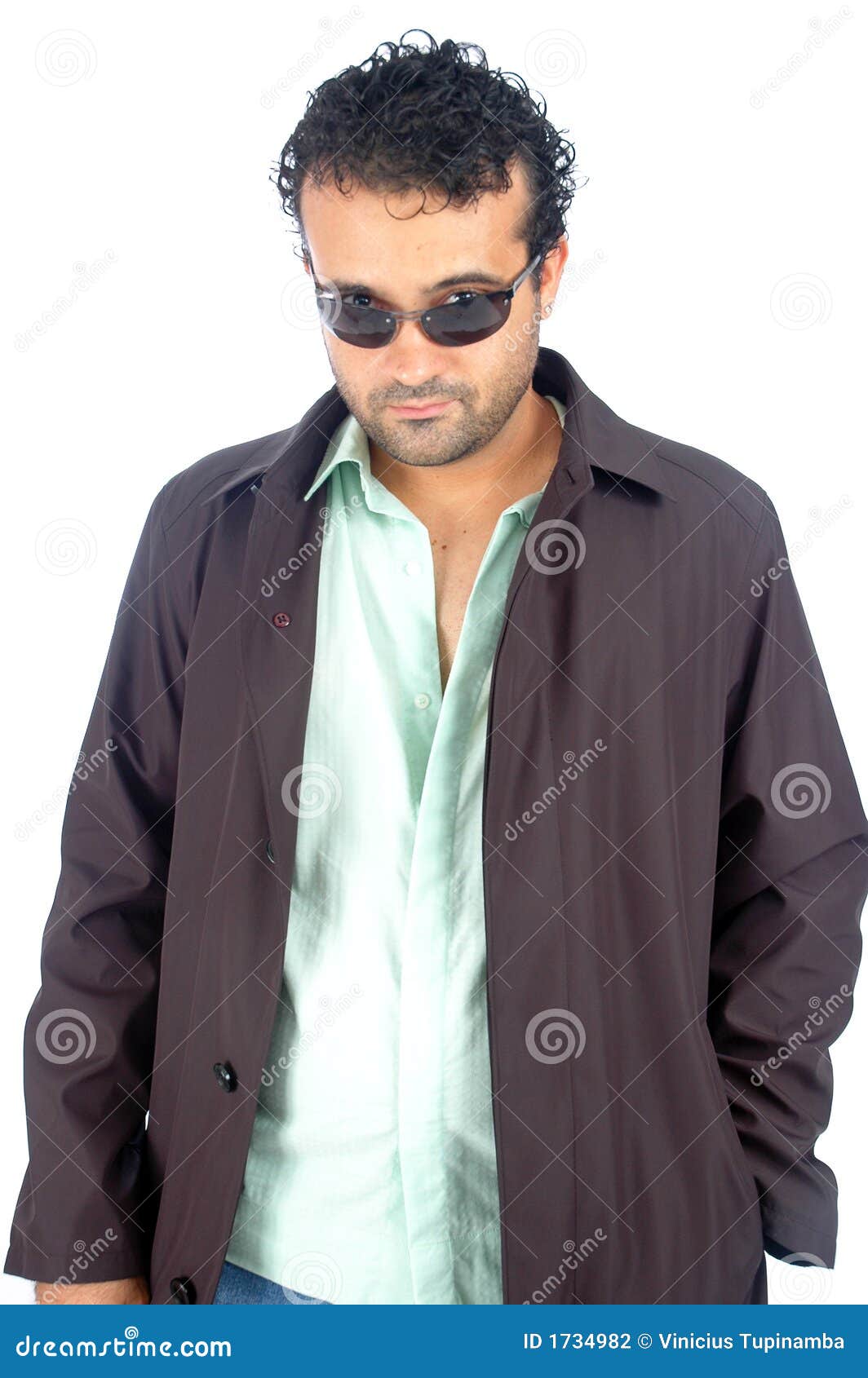 Fashion. Man using a black jacket