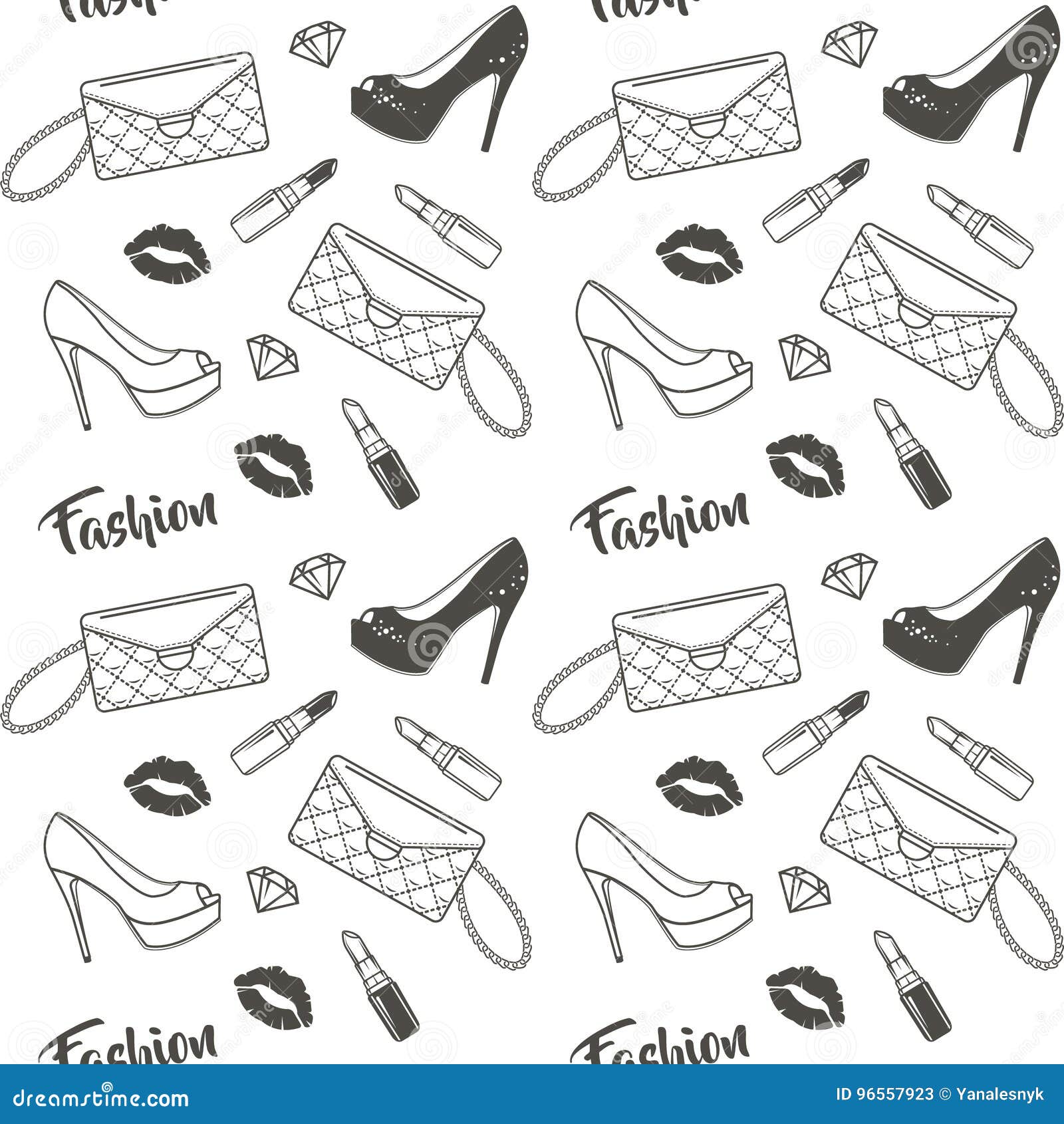 Fashion Accessories Seamless, Vector Background. Stock Vector