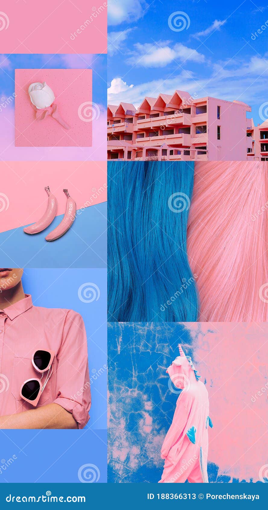 Fashion Aesthetic Moodboard. Pink and Blue Pastel Mood Stock Image - Image  of board, blue: 188366313