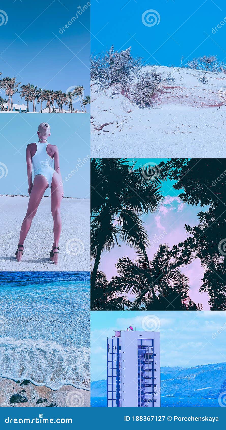 Aesthetic Fashion Moodboard Ocean Beach Blue Summertime Stock Image Image Of Anniversary Summer 188367127