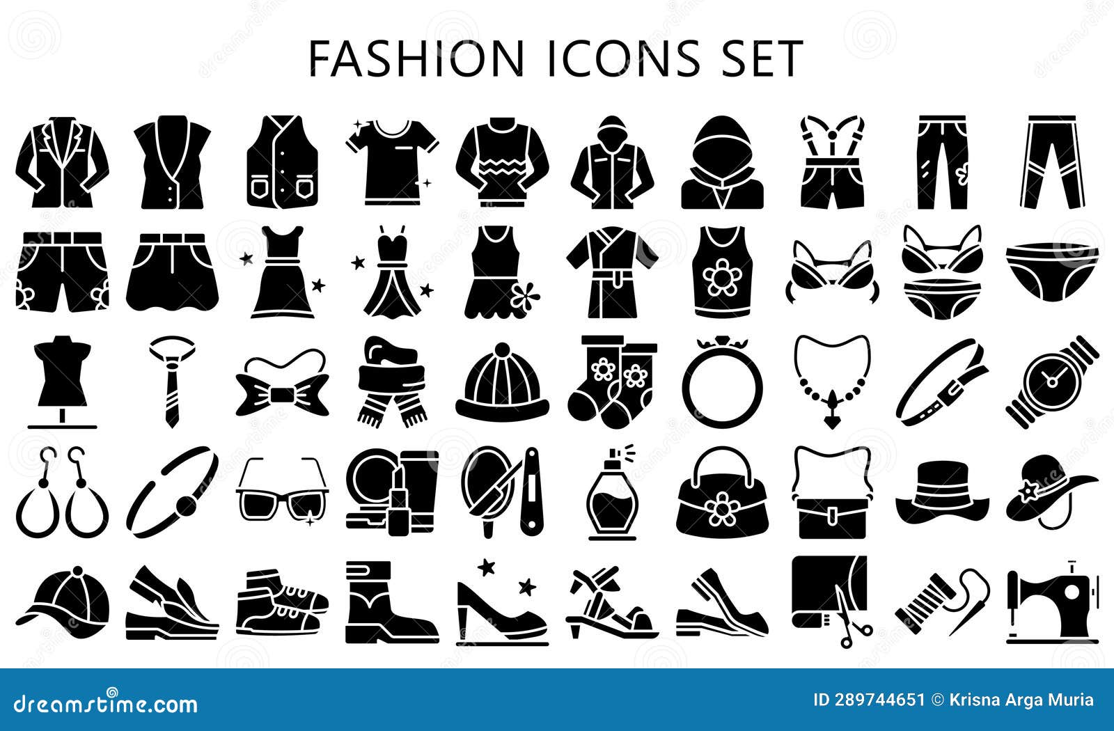 Fashion and Apparel Glyph Icons Pack. Stock Illustration - Illustration ...