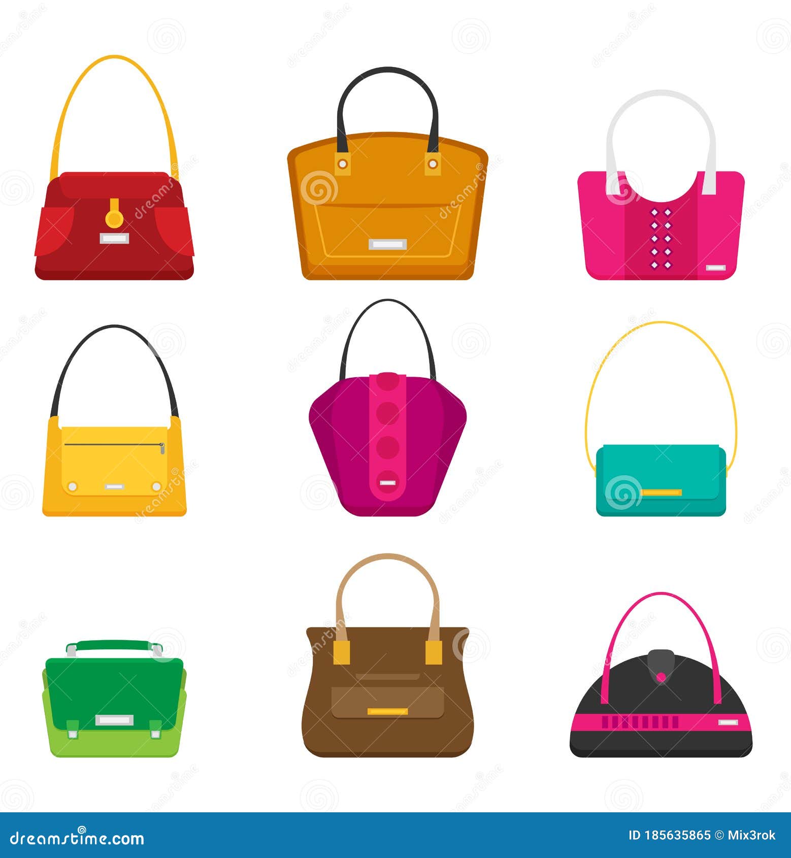 Fashion Bags Set. Isolated Vector Illustration Stock Vector ...