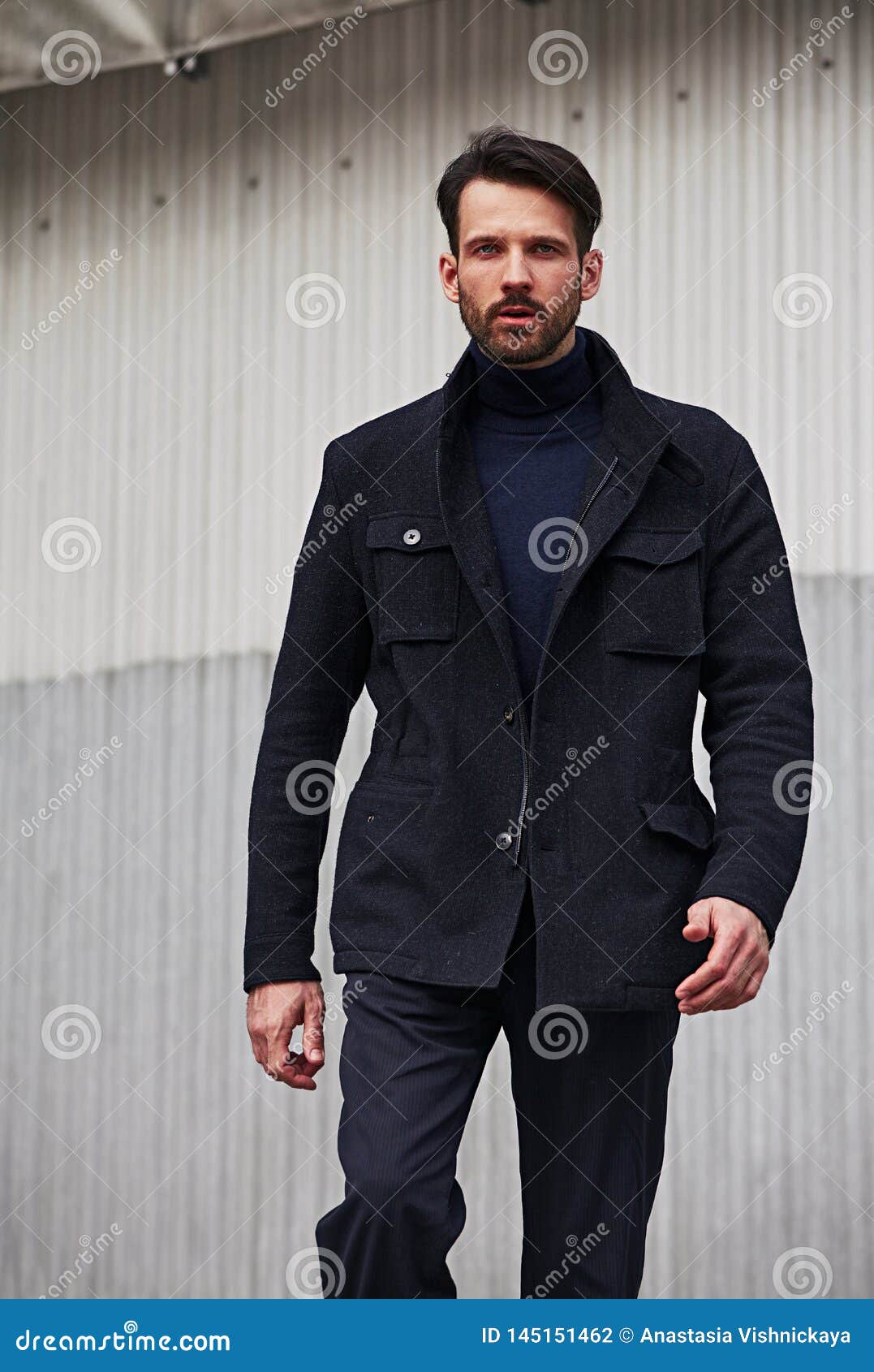 Fashion Beard Style Business Handsome Male Model Stepping in Style ...