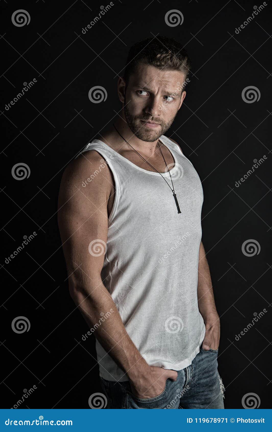 Fashion and Beauty. Man with Unshaven Face in Studio. Style and Look ...