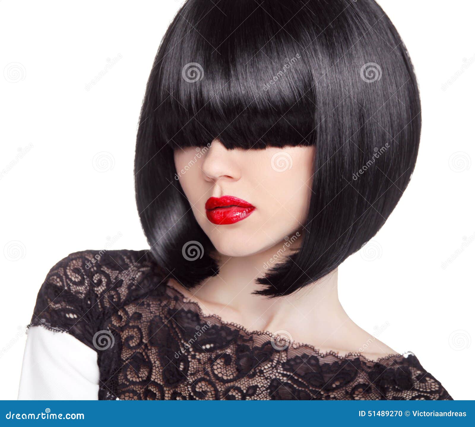 Fashion Bob Haircut. Hairstyle. Long Fringe. Short Hair Style Stock Photo -  Image Of Long, Hairstyle: 51489270