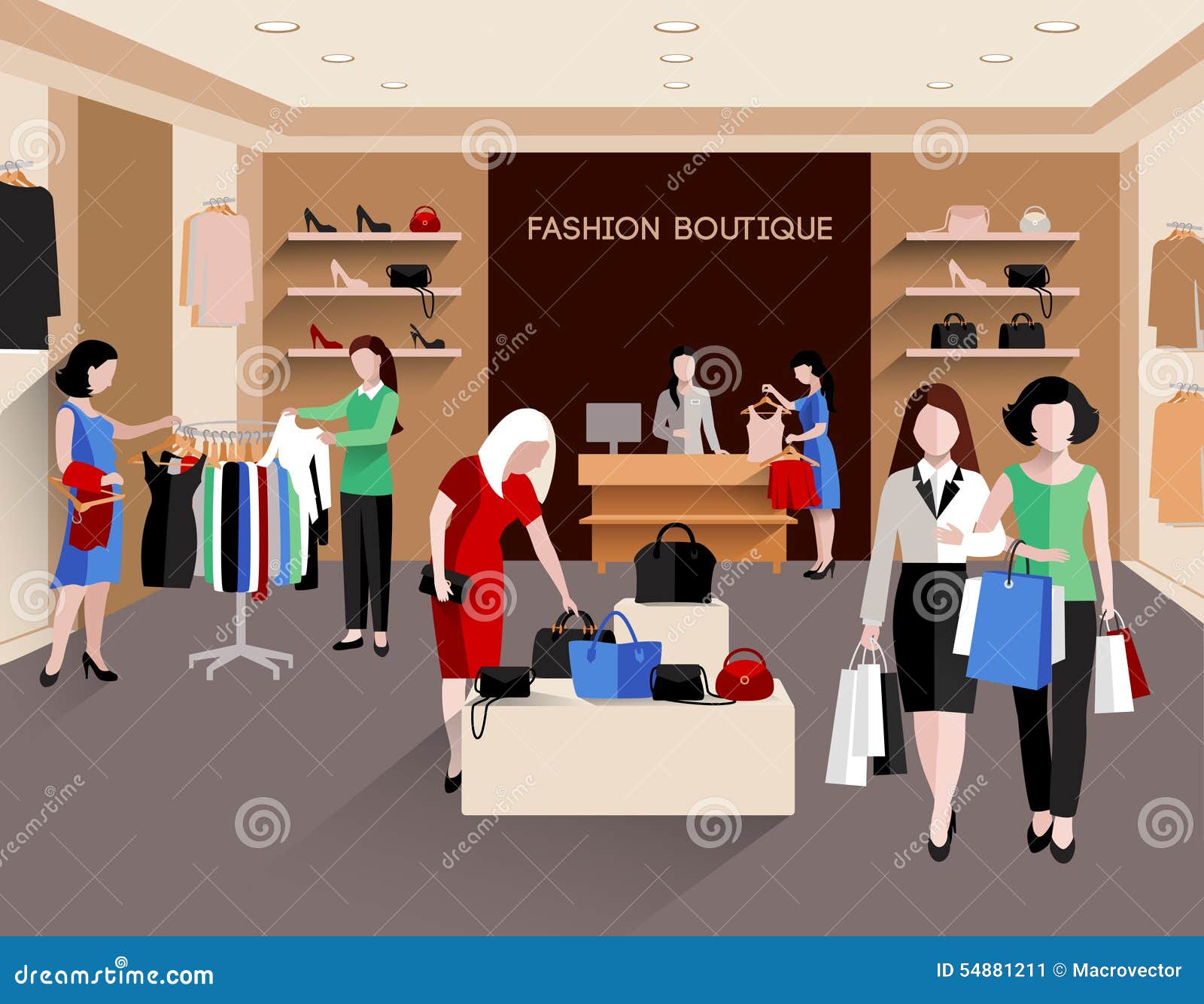 Fashion Boutique Illustration Stock Vector - Illustration of modern ...