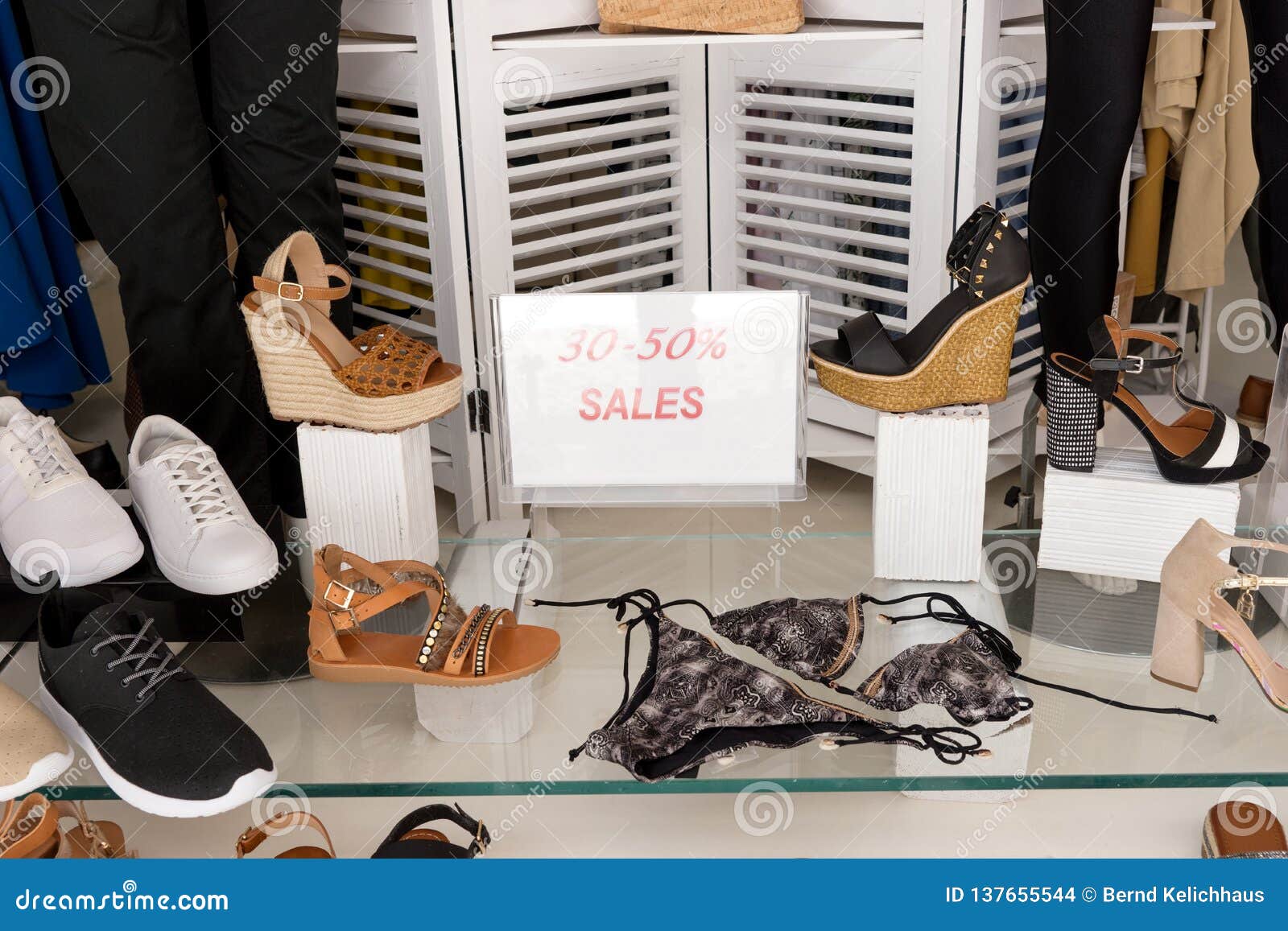 Fashion Boutique Interior of Women Shoes and Clothes Stock Photo ...