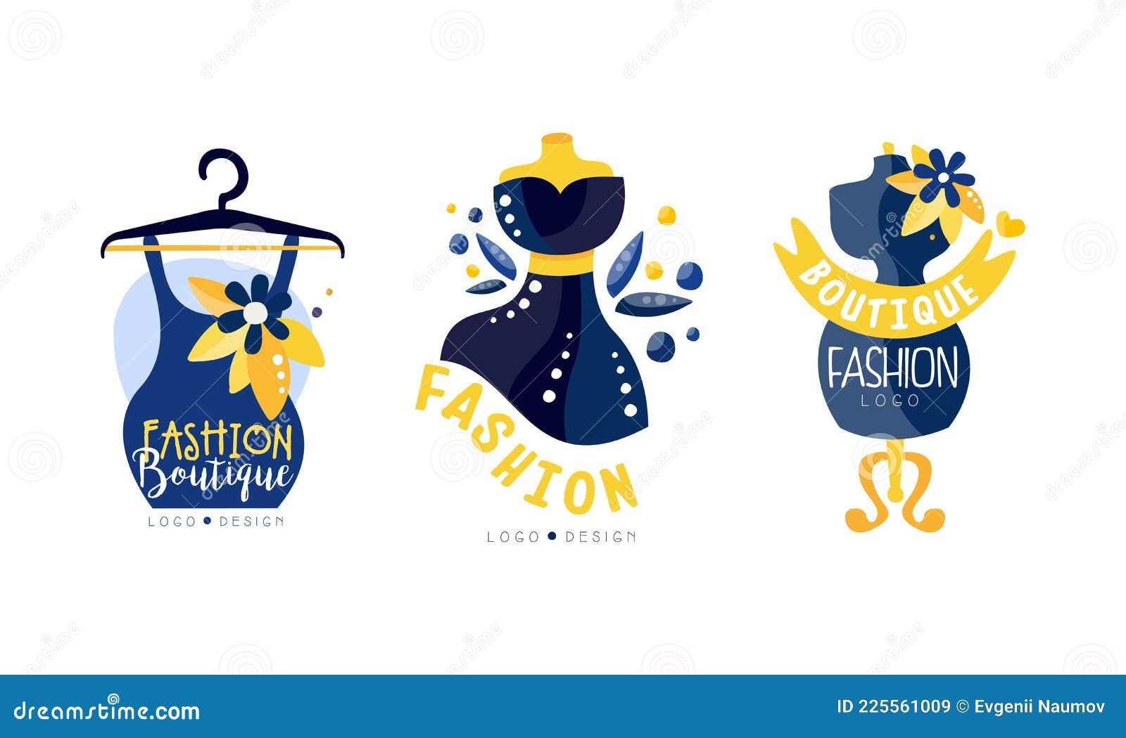 Fashion Boutique Logo Design Set Hand Drawn Labels Vector Illustration ...