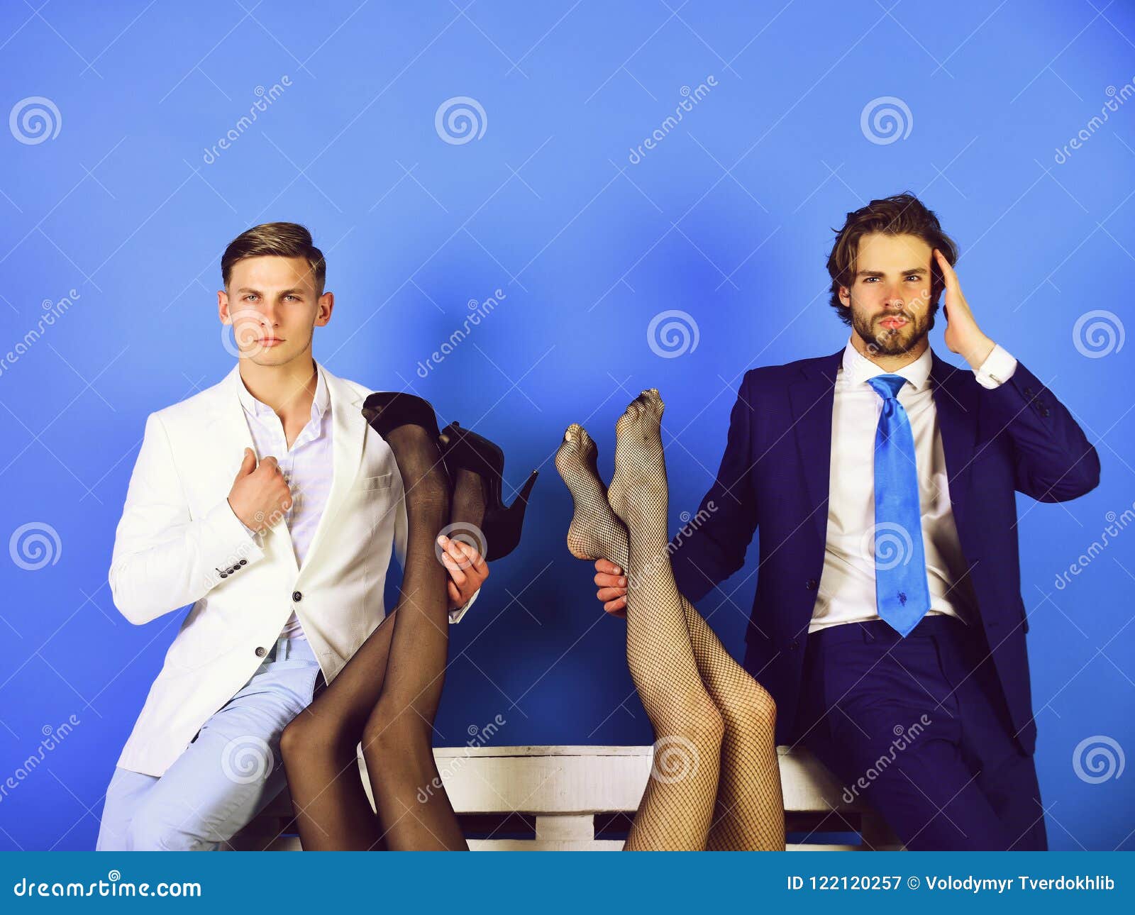 fashion and business, men holding female legs, luxury and patriarchy