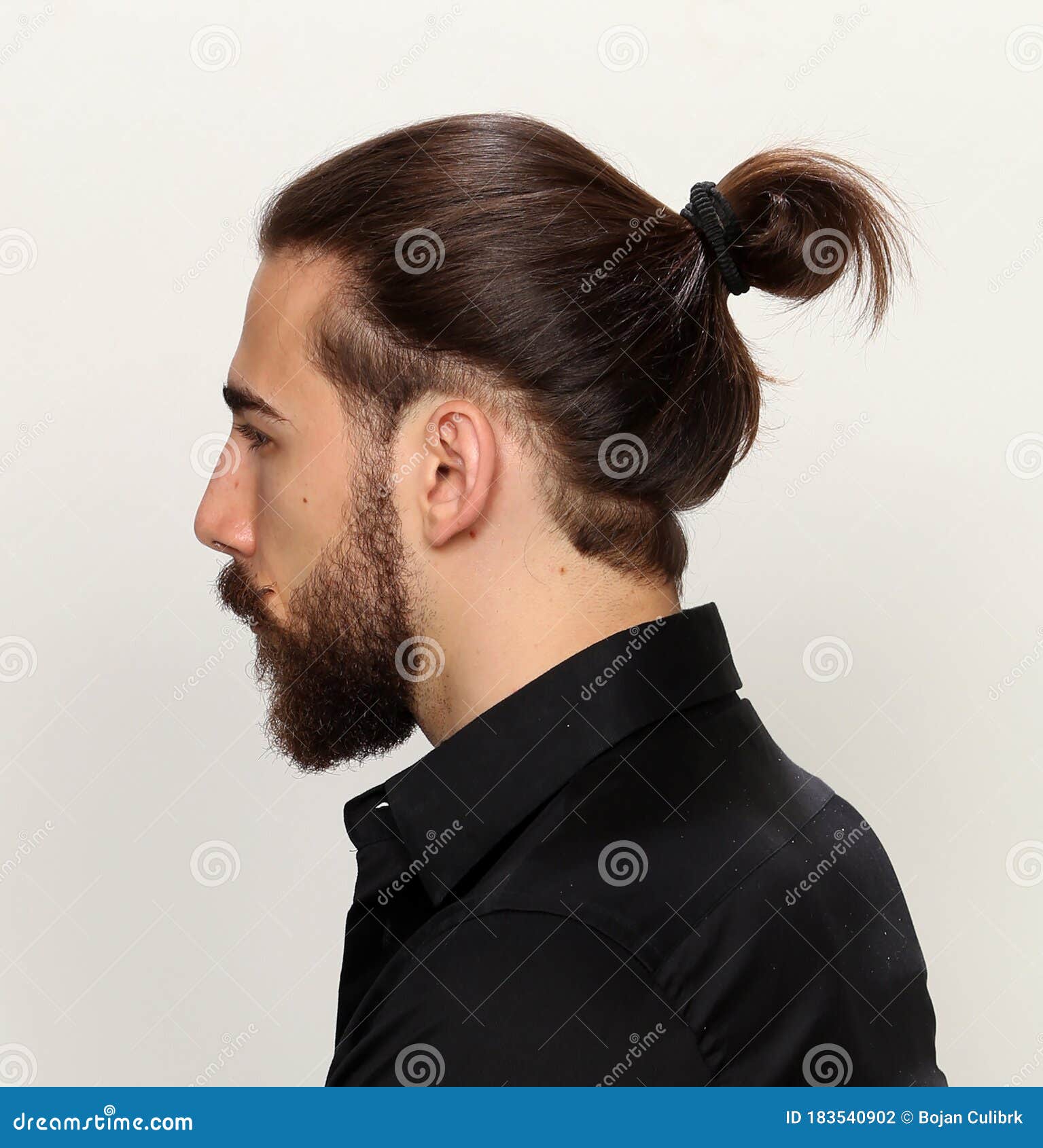 Young, Fashionable Male Model with Long Hair and Beard Posing in Studio on  Isolated Background. Fashion, Business, Modeling Stock Photo - Image of  hairstyle, brown: 183540902