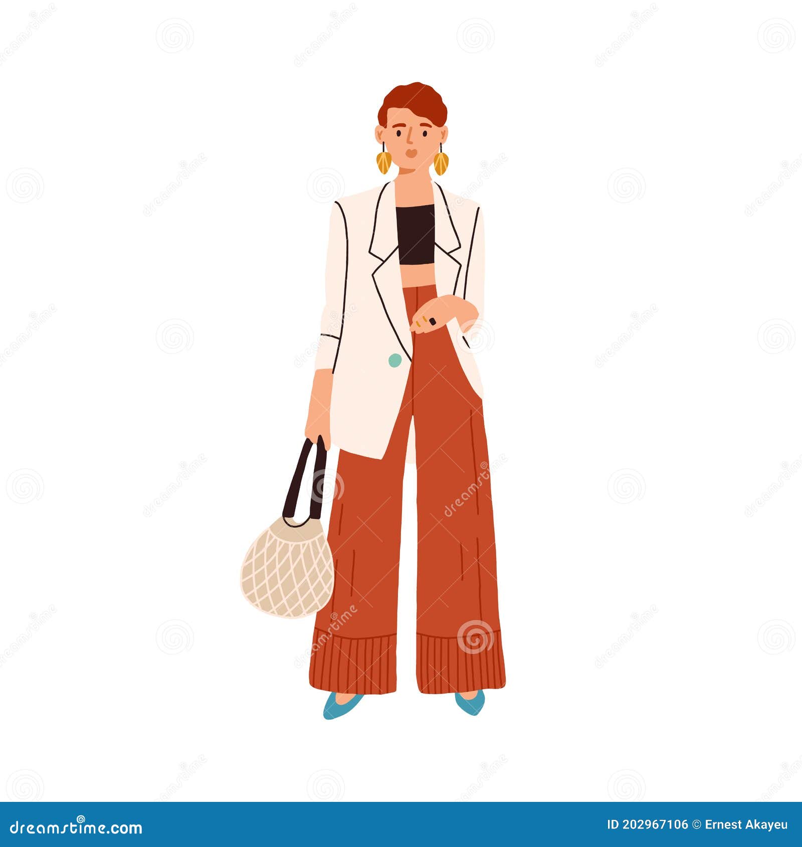 Fashion Casual Outfit. Modern Woman Wearing Trendy Clothes Stock Vector ...