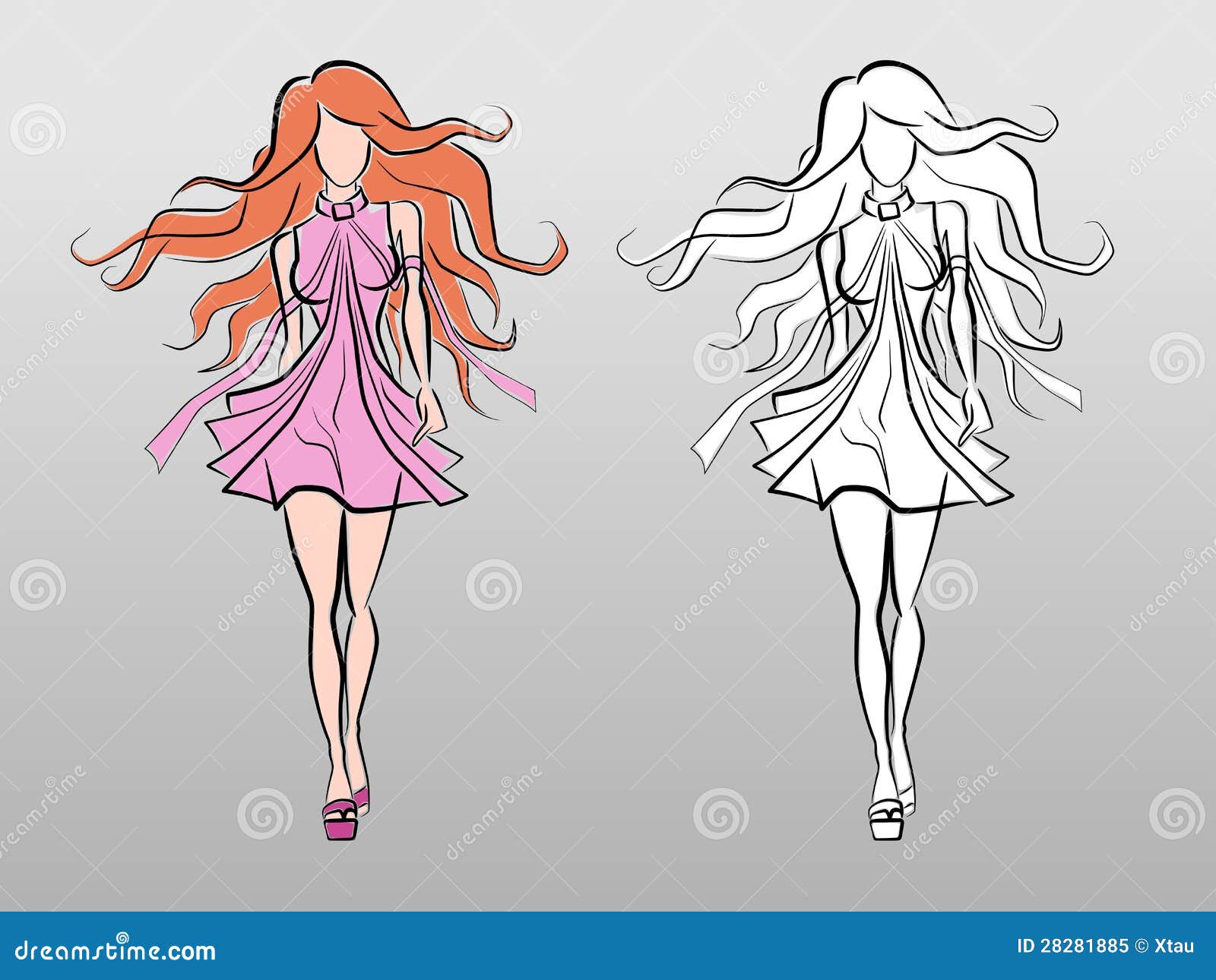 Fashion woman in sketch style Royalty Free Vector Image