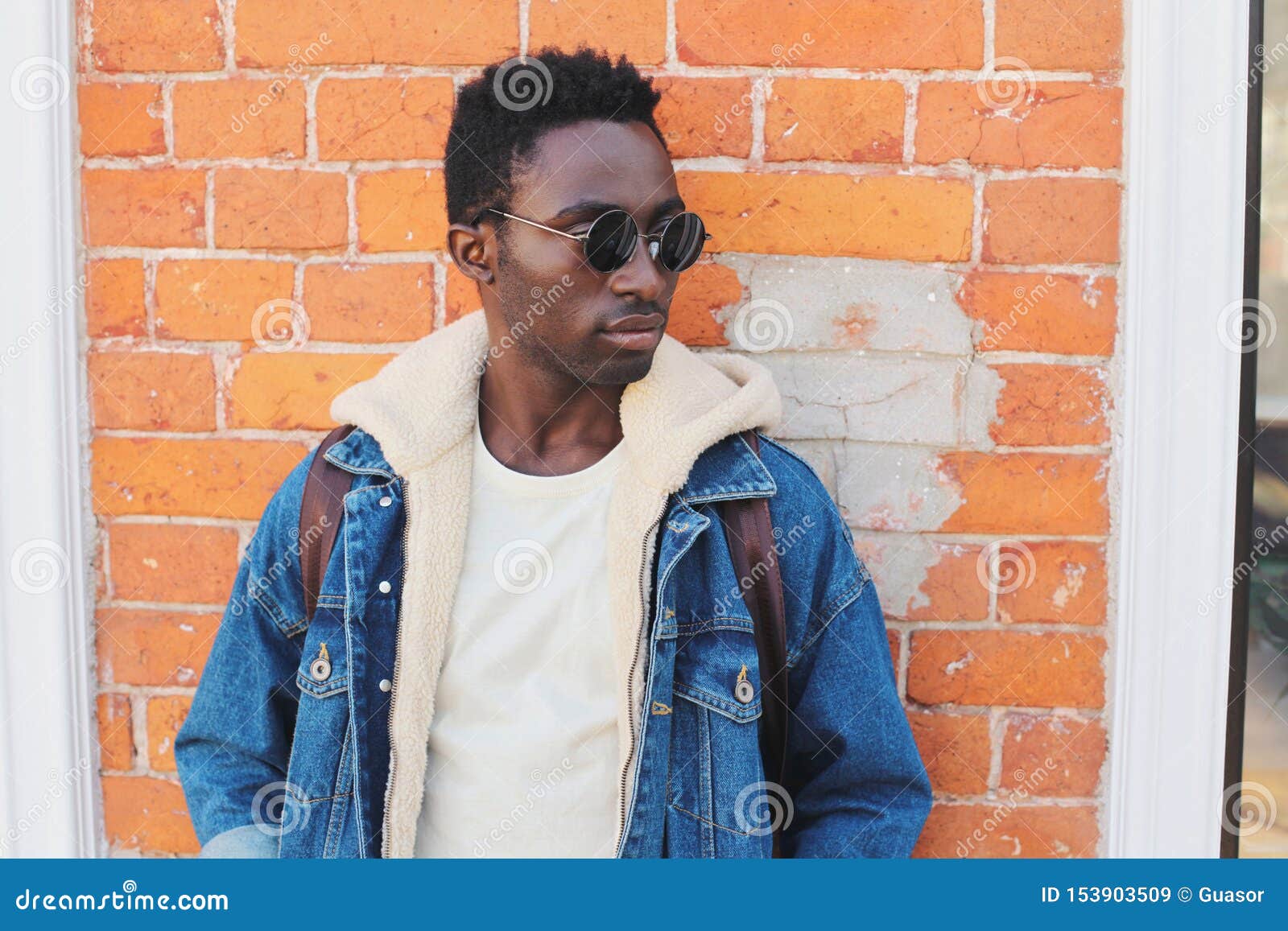 Good Looking Young Man Hairstyle Stylish Blue Denim Jacket Pink Stock Photo  by ©alonesdj 543411746