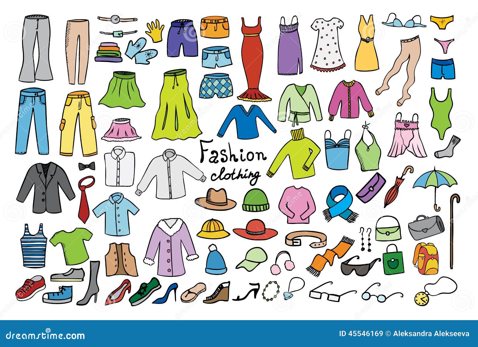 Fashion and Clothing Color Icons Collection Stock Vector - Illustration ...