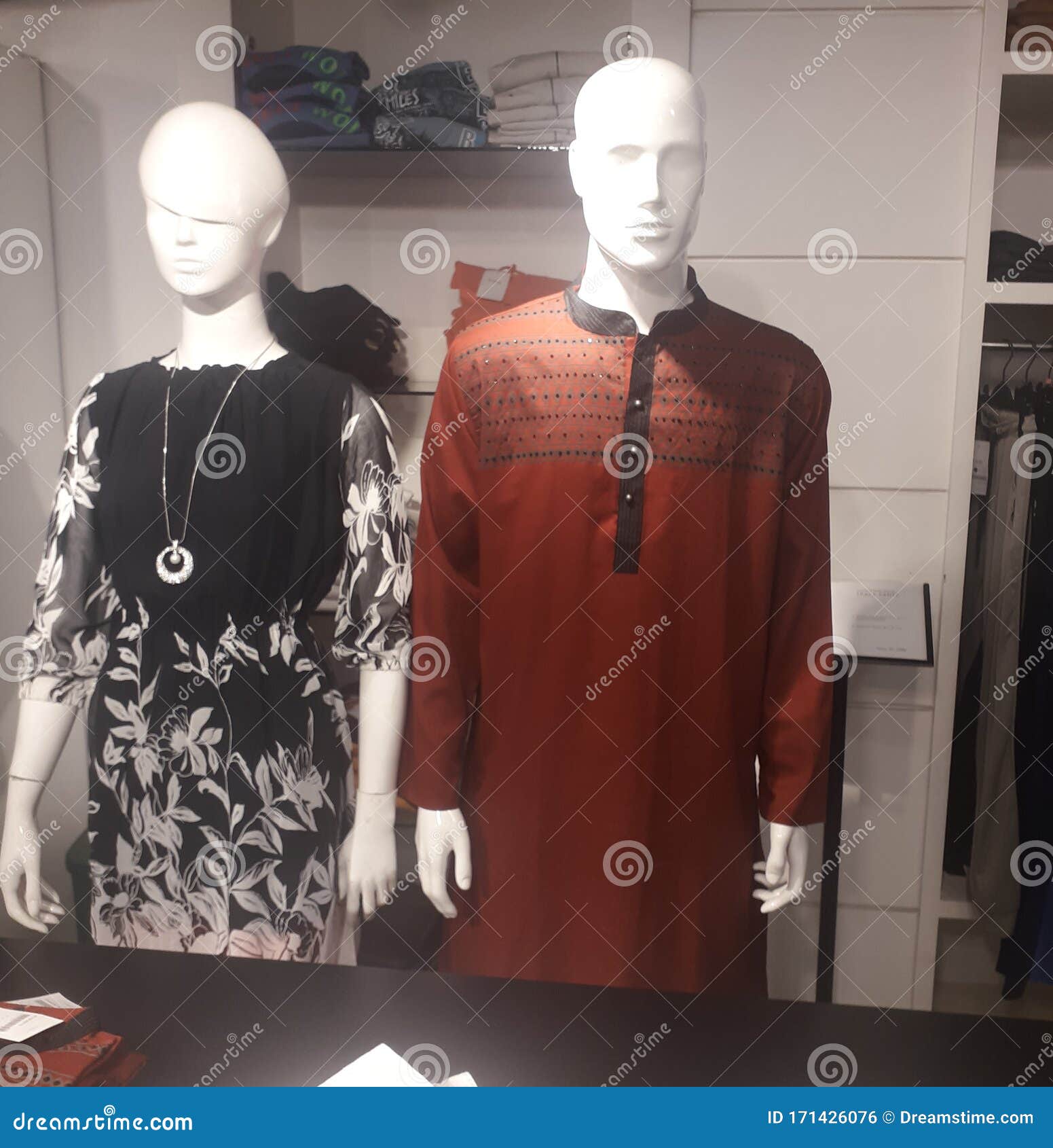 Fashion Clothing Display on Male and Female Mannequin Stock Photo ...