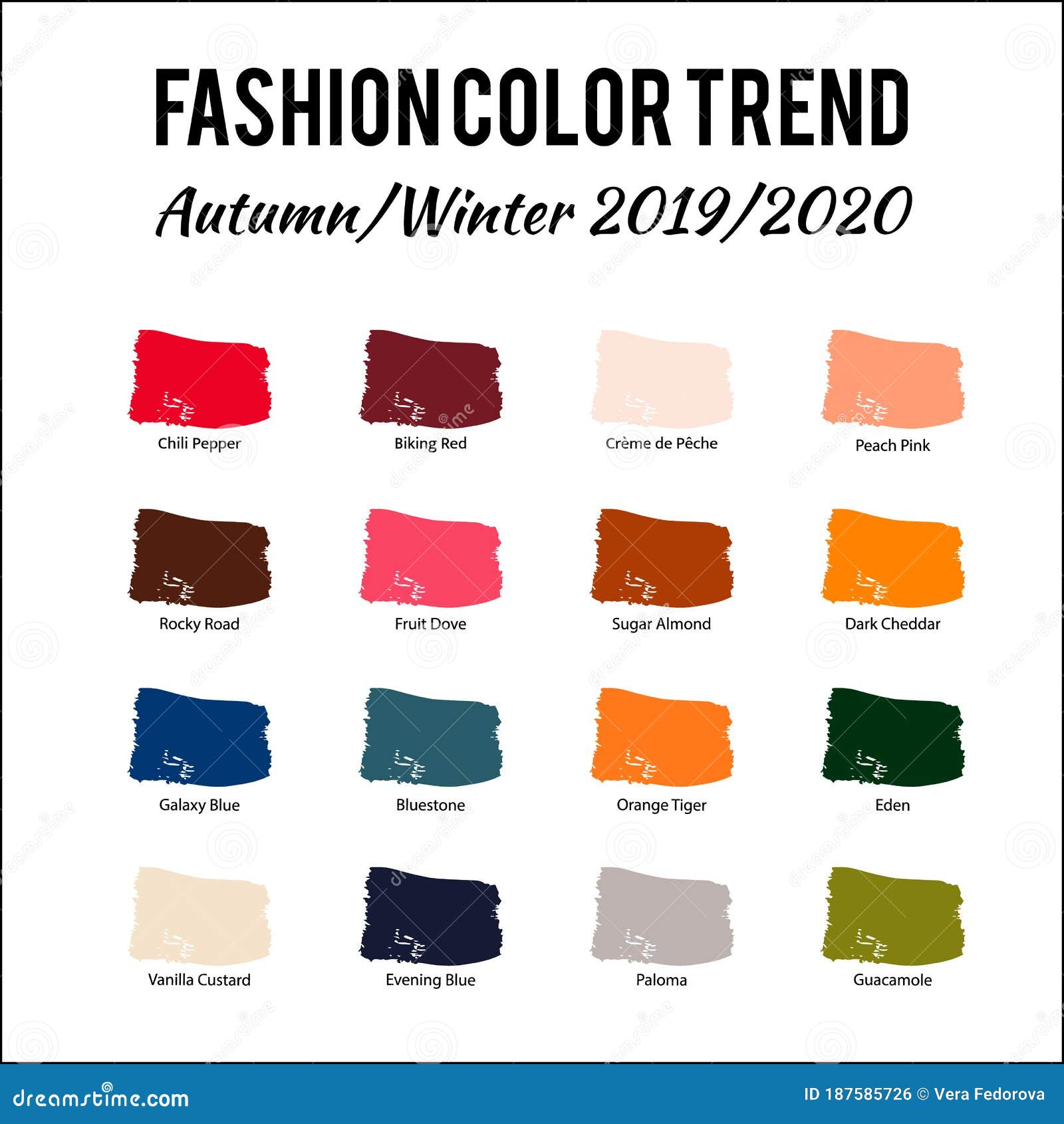 Fashion Color Trend Autumn Winter 2019 2020. Trendy Colors Palette ...