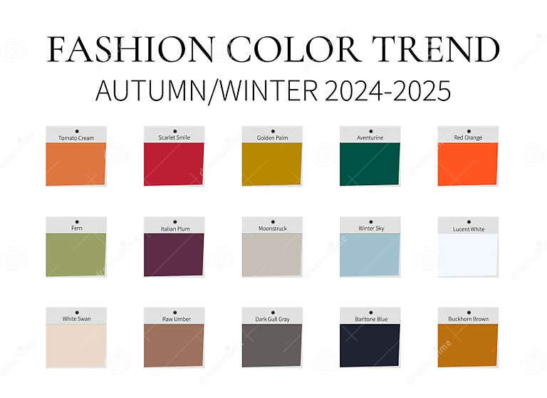 Fashion Color Trend Autumn Winter 2024 2025. Trendy Colors Palette