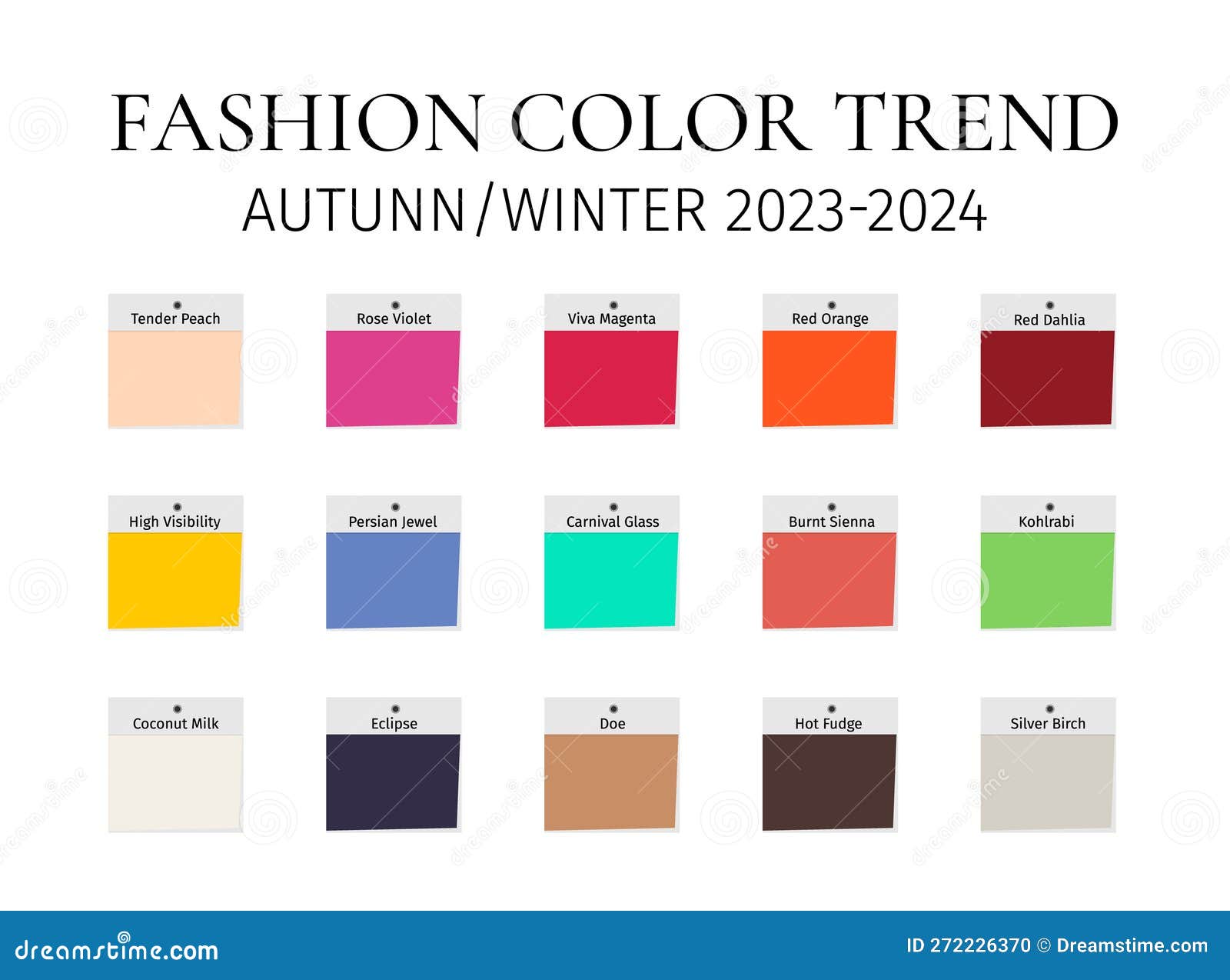 Fashion Color Trend Autumn Winter 2023 2024. Trendy Colors Palette