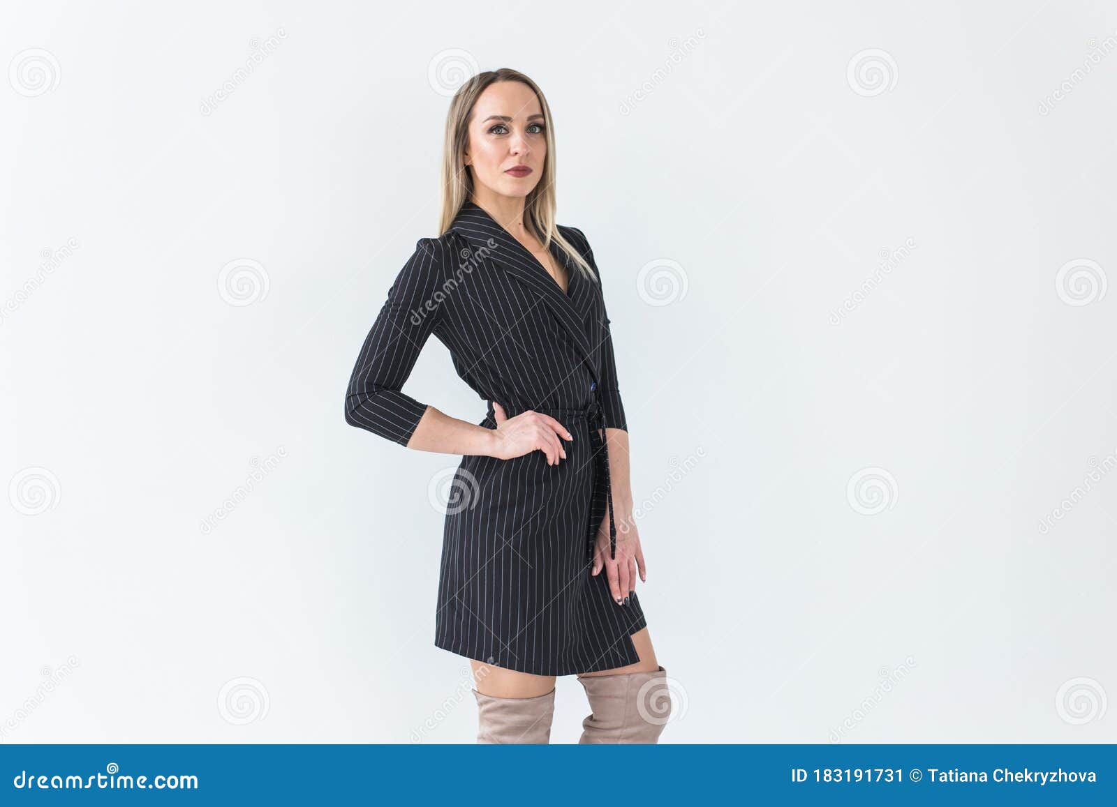 Fashion Concept - Portrait Of Business Woman In A Suit On White ...