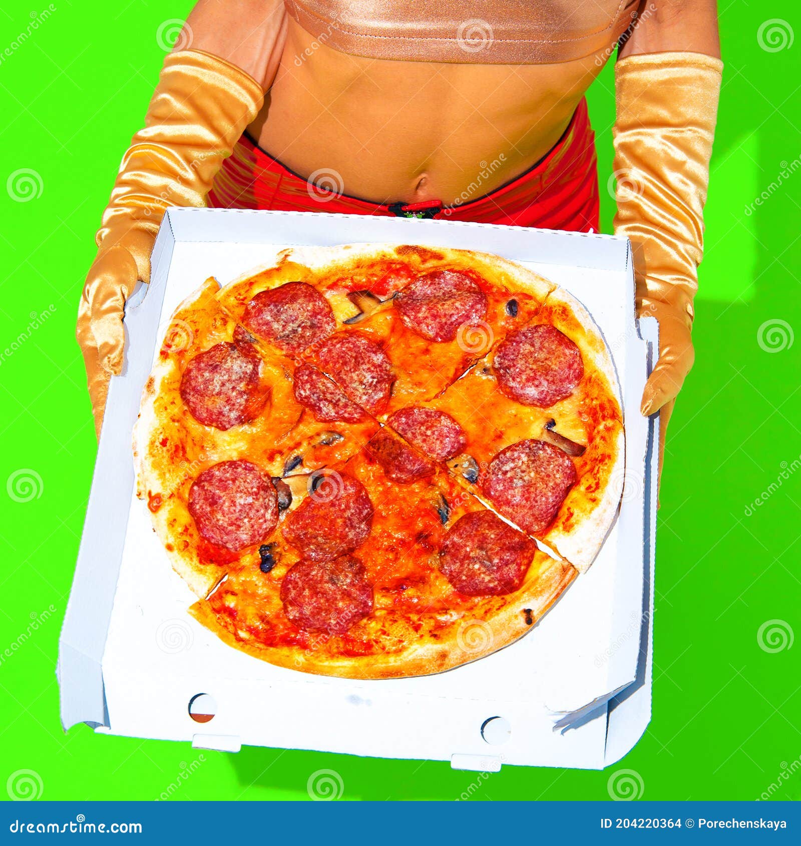 1600px x 1690px - Fashion Creative Design. Minimal Art. Pizza Addict Hungry Girl. Food  Concept Stock Photo - Image of face, italian: 204220364