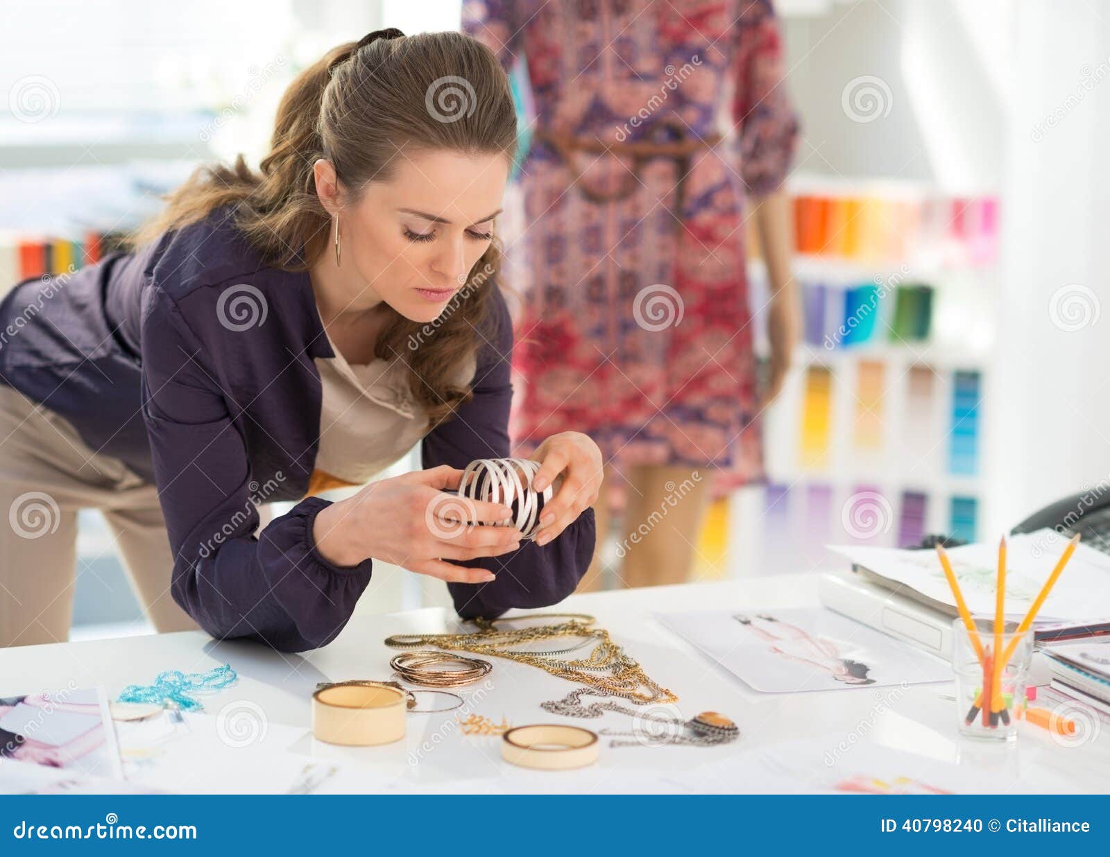 Fashion Designer Choosing Accessories Stock Photo Image of stylist