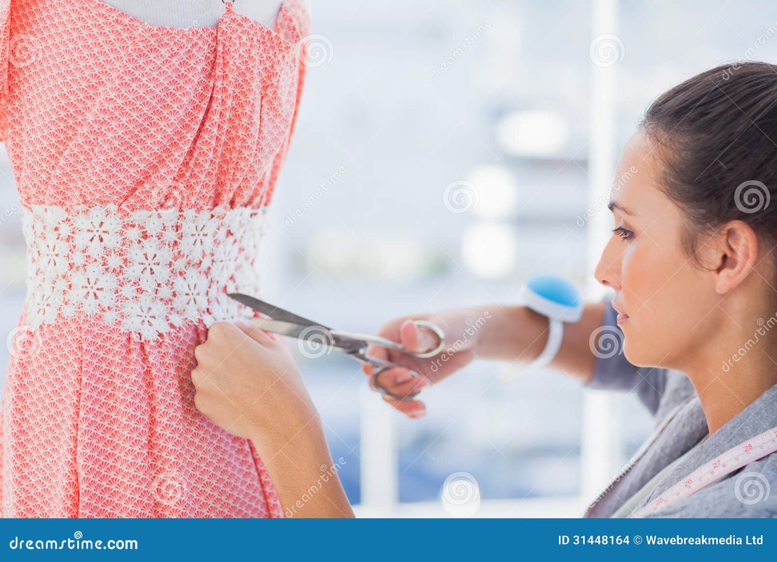 Fashion Designer Cutting Dress Stock Photo Image of occupation