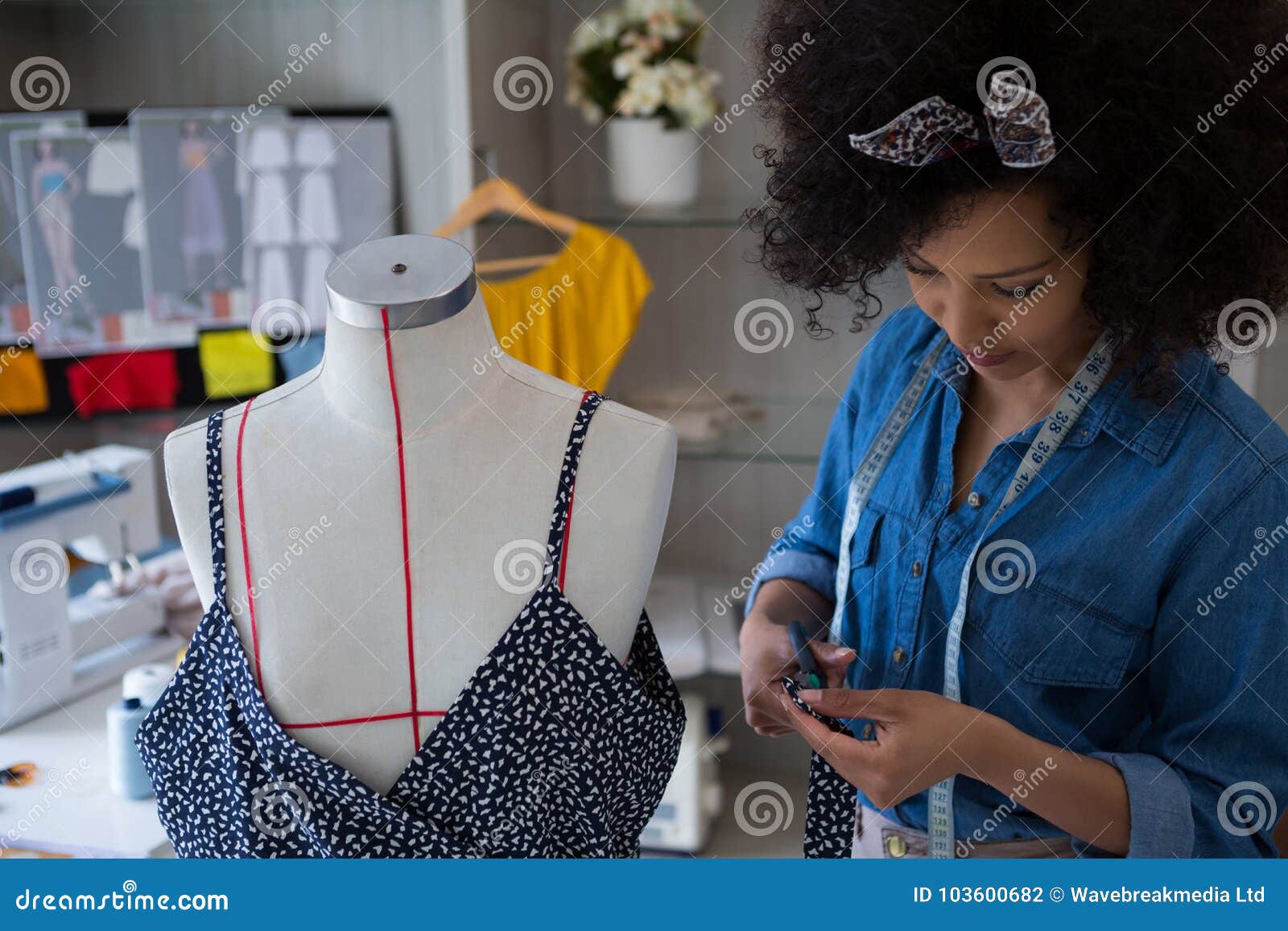 Fashion Designer Designing a Dress on Mannequin Stock Photo - Image of ...