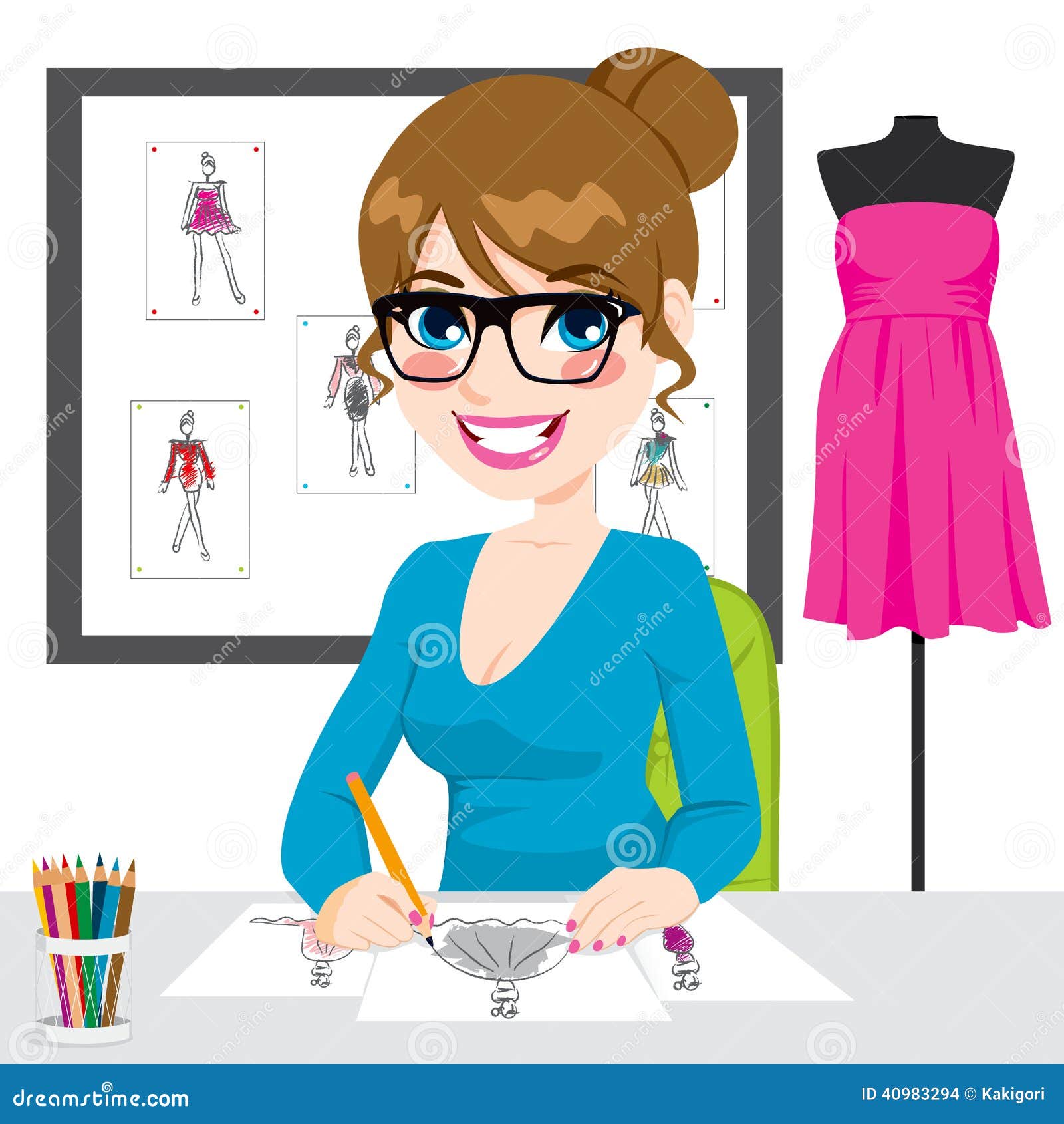Fashion Designer Drawing Sketches Stock Vector - Illustration of ...
