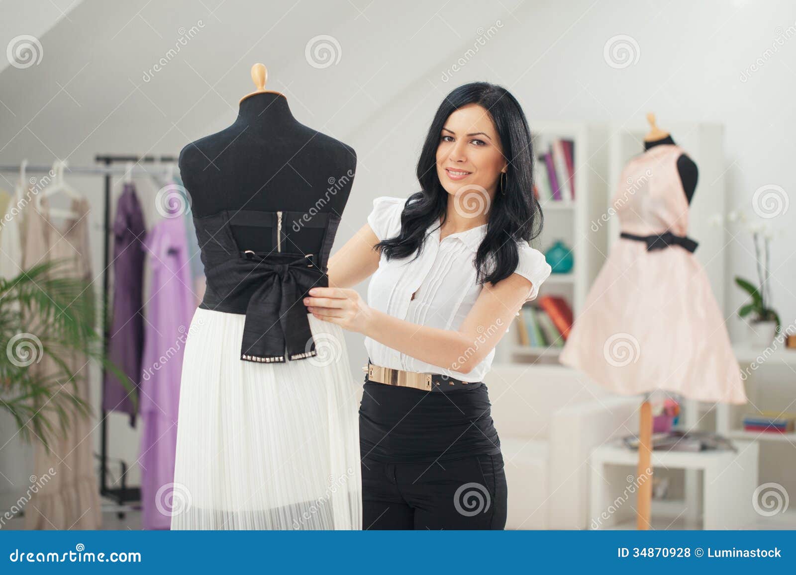 Fashion Designer At Her Studio Stock Photo - Image of design, work ...