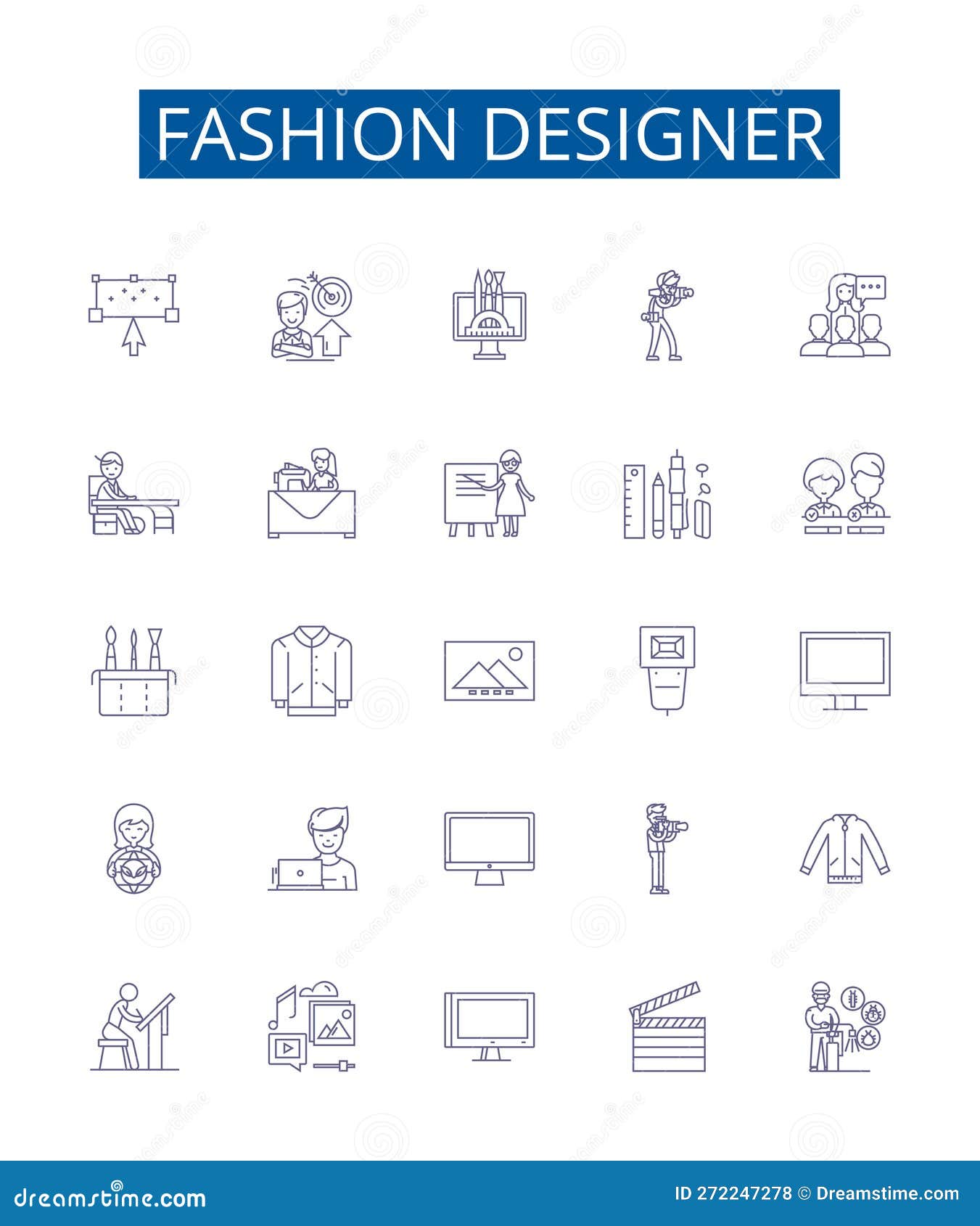 Fashion Designer Line Icons Signs Set. Design Collection of Designer ...