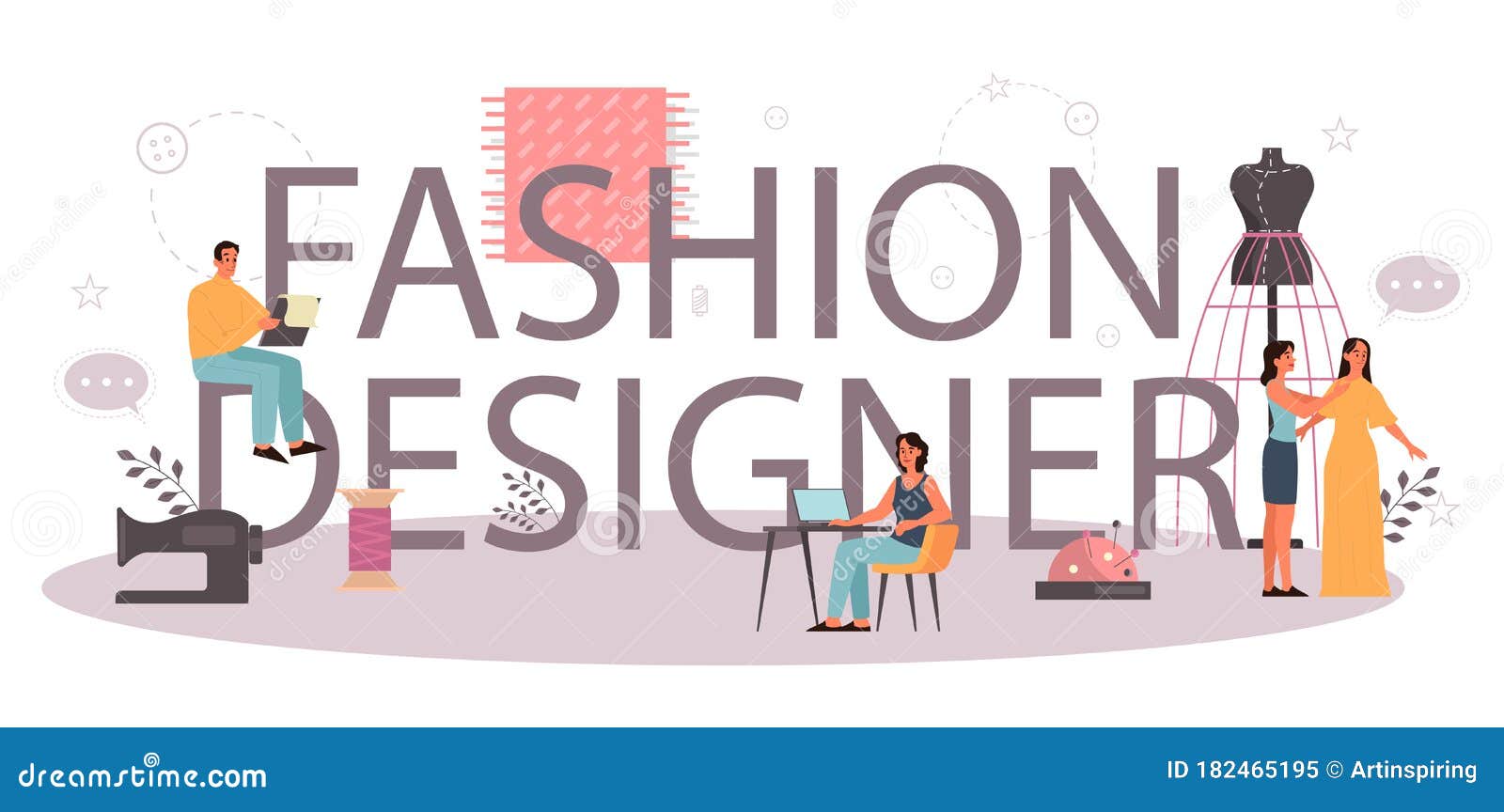Fashion Designer or Tailor Typographic Header Concept. Stock Vector ...