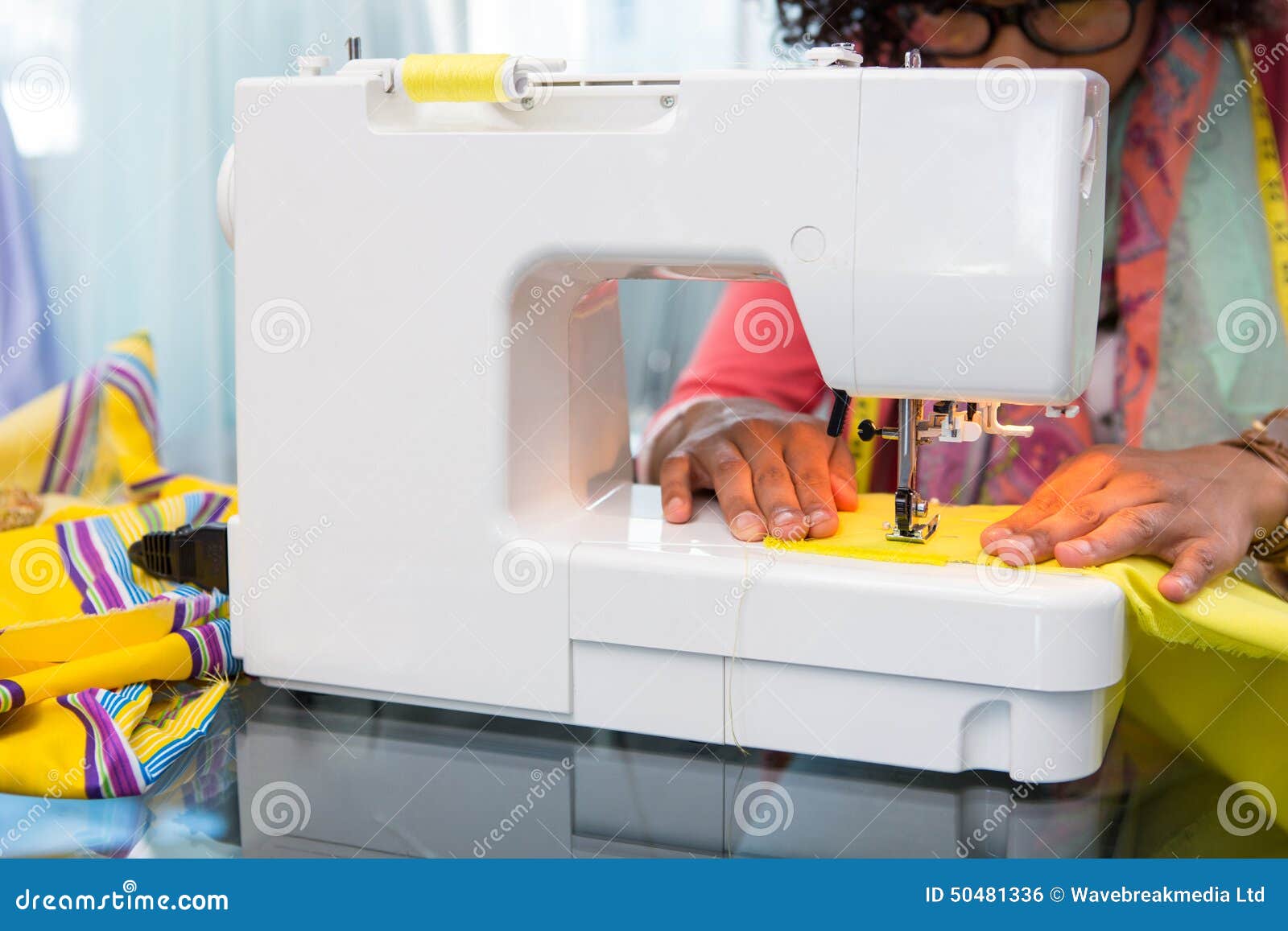 Fashion Designer Using Sewing Machine Stock Photo Image of